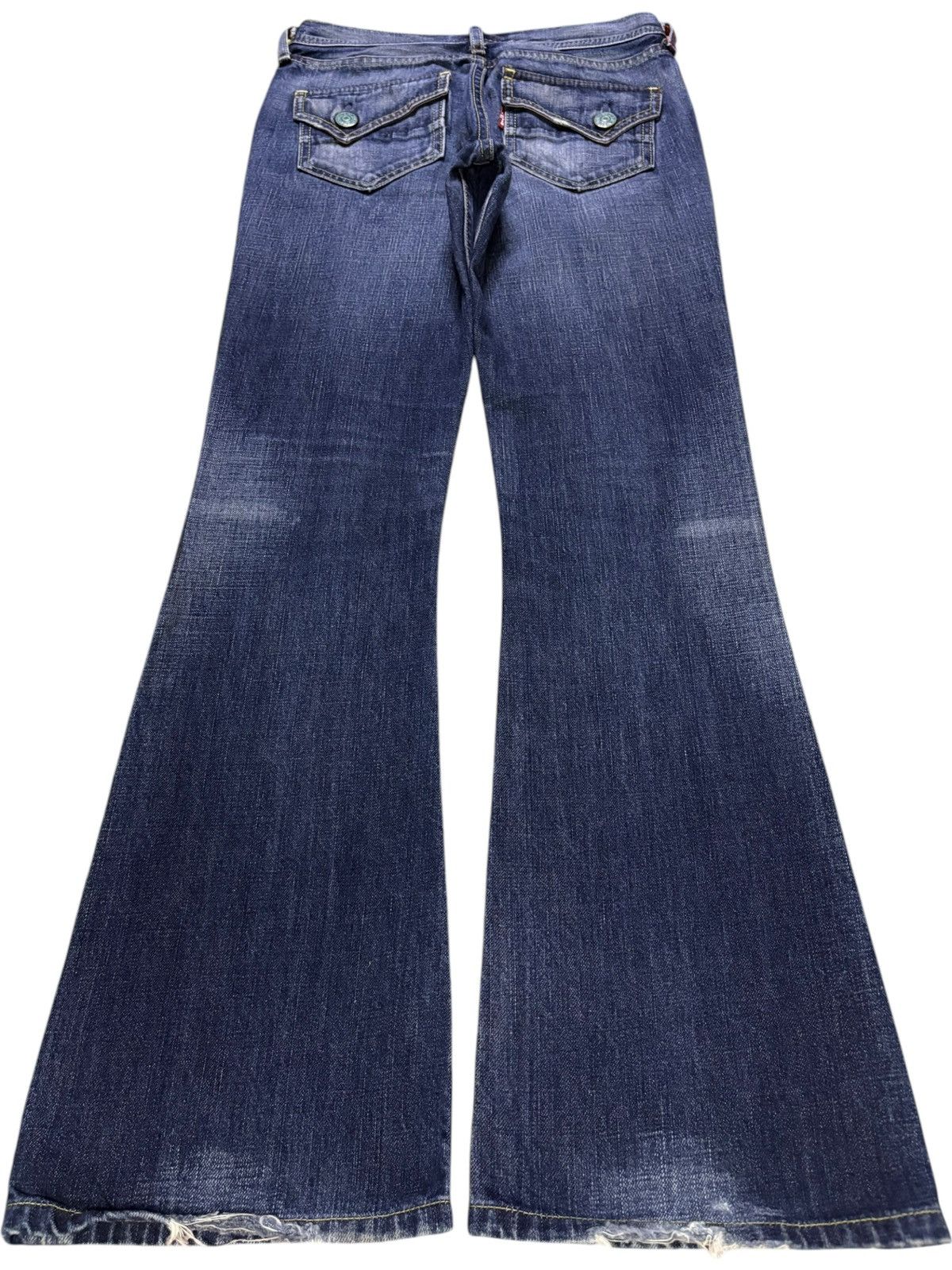 LVC × Levi's × Levi's Vintage Clothing Vintage Levis Reskoop Faded Wash Distressed Rip Flare Jeans Size 26" / US 2 / IT 38 - 2 Thumbnail
