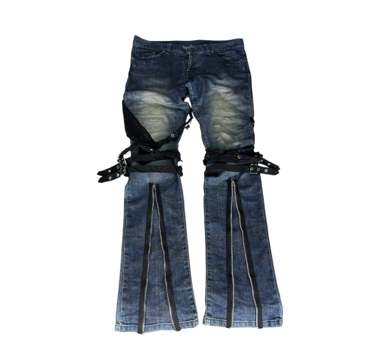 If Six Was Nine 🌟TORNADO MART BONDAGE FLARE DENIM PANTS Size US 34 / EU 50 - 7 Thumbnail