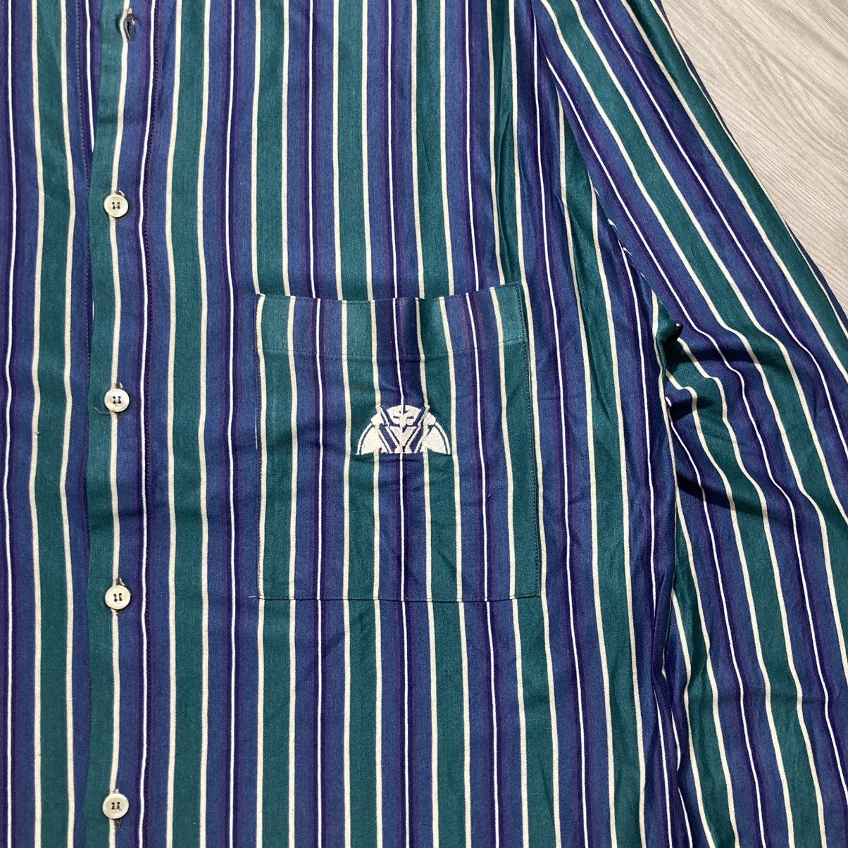 Vintage 🇮🇹 1990s Vintage Pavesi Polvato Silk Striped Shirt Luxury Size US L / EU 52-54 / 3 - 4 Thumbnail