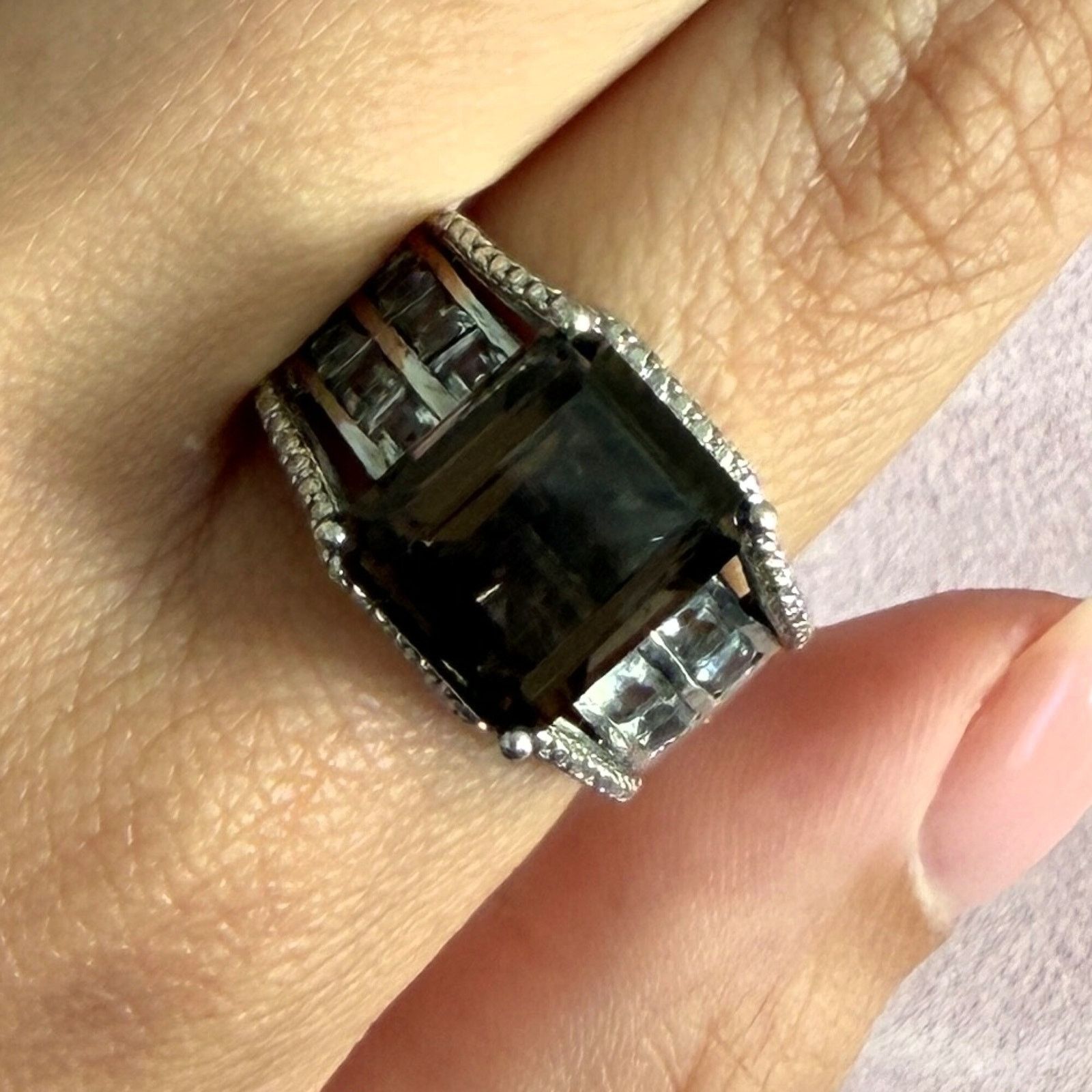 Sterling Silver sterling silver smoky quartz & white topaz ring size 9 Size ONE SIZE - 1 Thumbnail