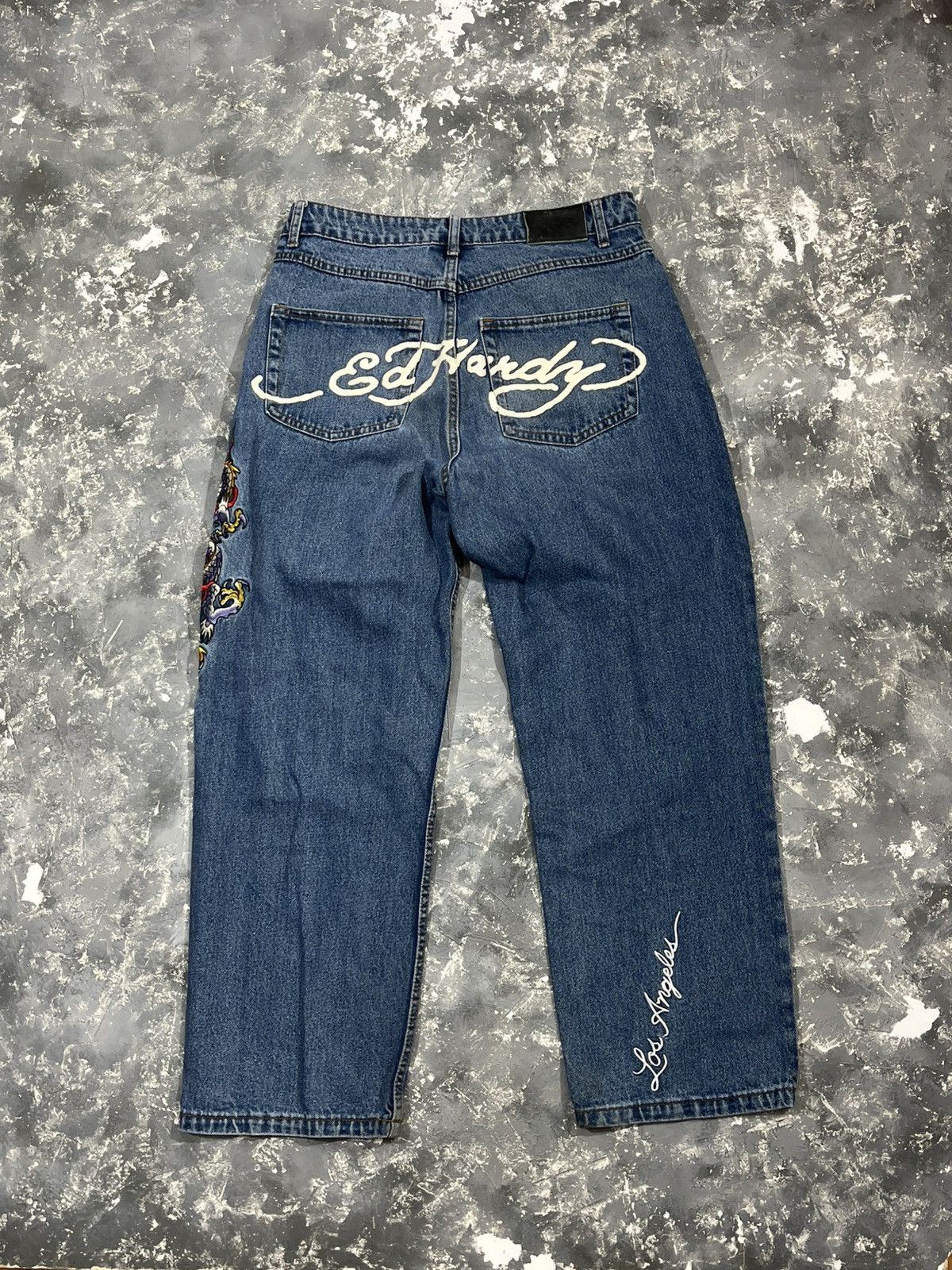 Ed Hardy Ed Hardy vintage denim pants jeans baggy big logo swag Size US 30 / EU 46 - 1 Thumbnail