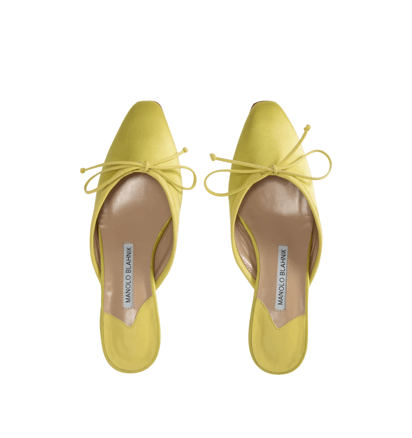 Manolo Blahnik o1h1sh11225 Satin Ballerina Mule in Bright Green Size US 6 / IT 36 - 4 Thumbnail