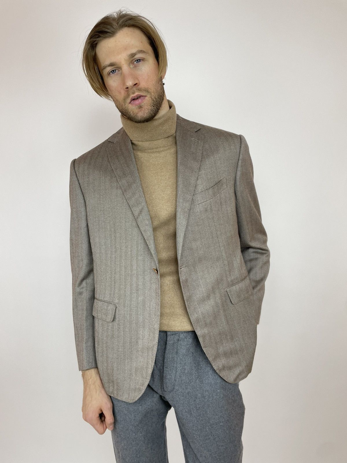 Designer × SCABAL SCABAL Cashmere Blazer one button Mens size 56R Size 46R - 3 Thumbnail