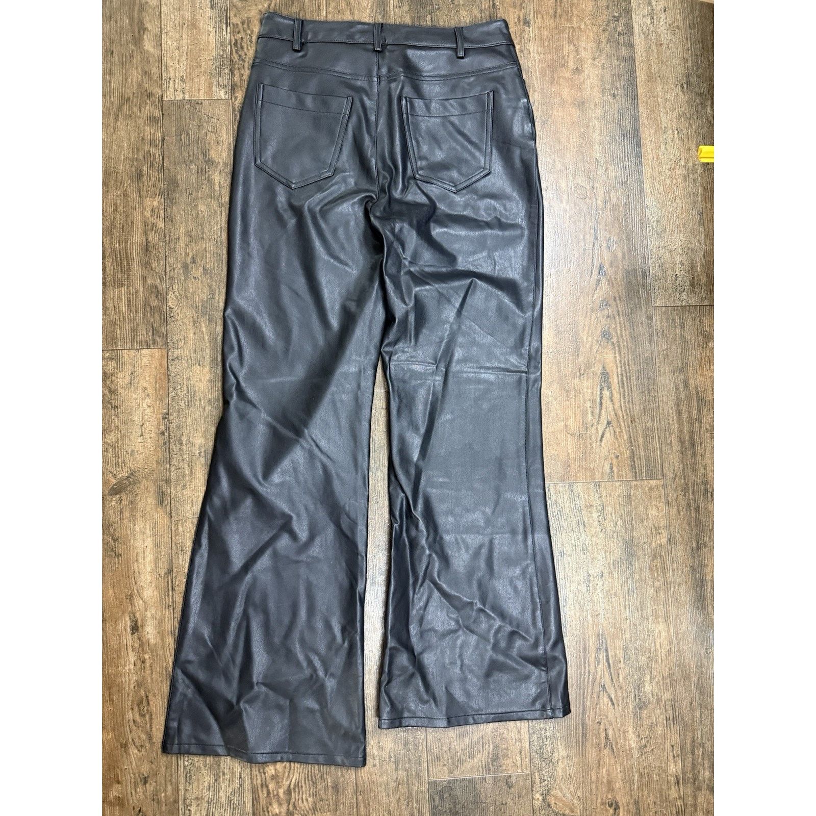 Boston Proper Boston Proper Faux Leather Flare Black Pants size 8 Size 30" / US 8 / IT 44 - 5 Thumbnail