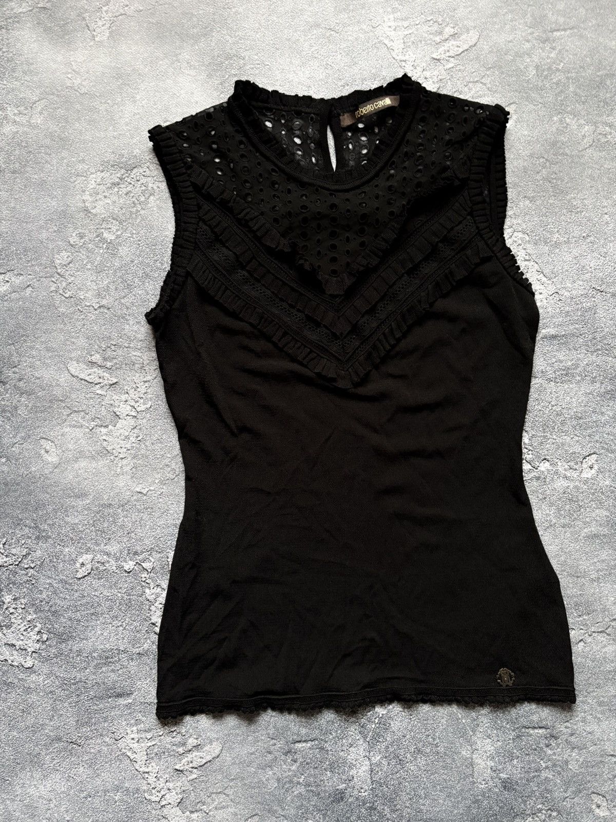 Roberto Cavalli Vintage Roberto Cavalli Luxury Embroidered Mesh Tank Top Size M / US 6-8 / IT 42-44 - 3 Thumbnail