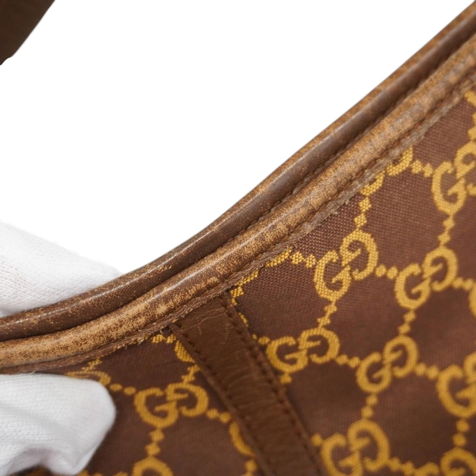Gucci Gucci - Brown Monogram Canvas Leather Shoulder Bag Size ONE SIZE - 4 Thumbnail