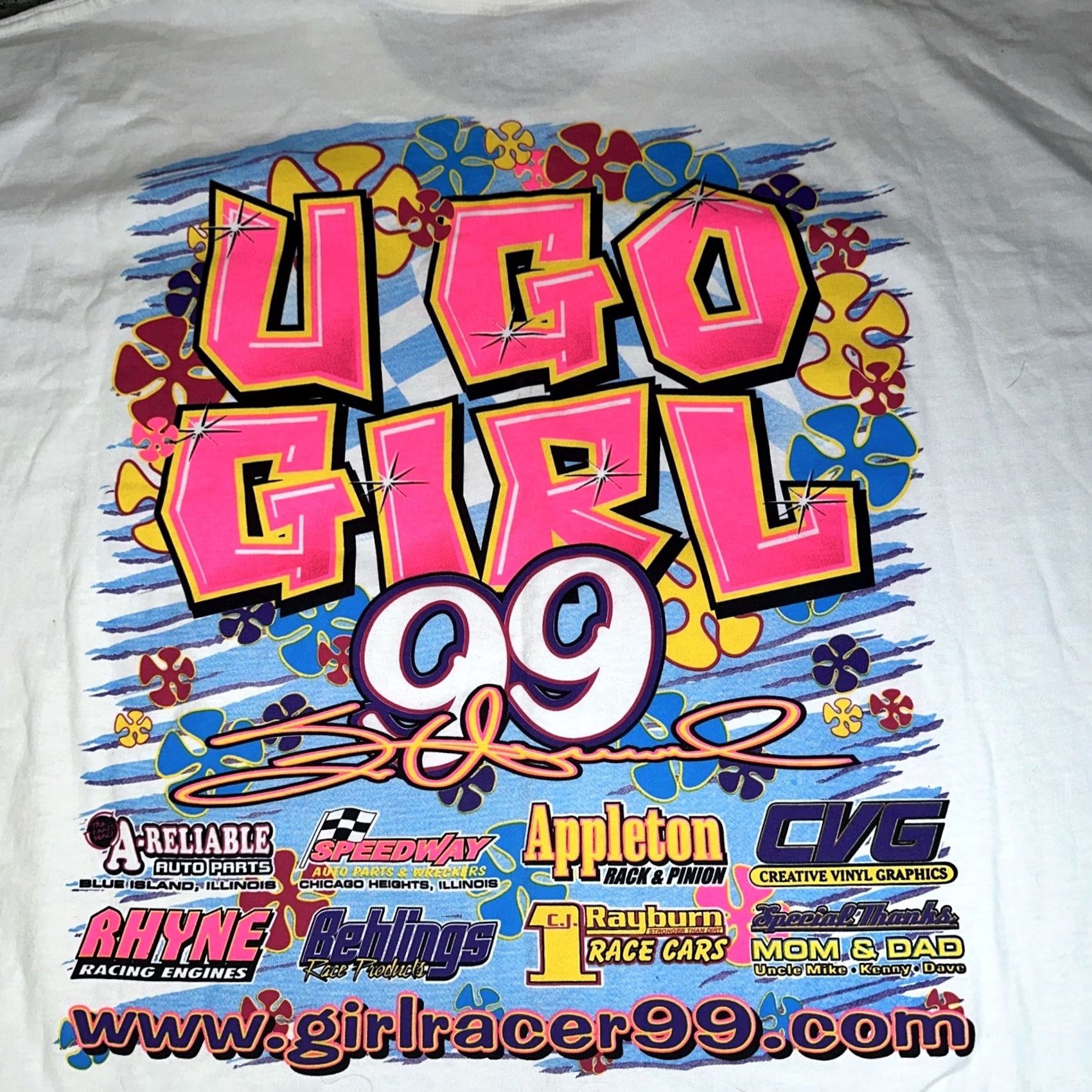 Gildan VINTAGE Nacar Shirt Large Logo Sherri Hecknast Pink 2XL Logo Cars Gildan Mens T-Shirt XXL Pink u Go Girl Size US XXL / EU 58 / 5 - 6 Thumbnail