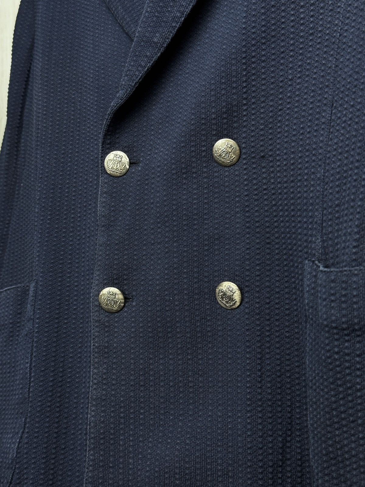 Lardini Lardini Double Breasted Knitted Cotton Blazer Navy Size 38R - 9 Thumbnail