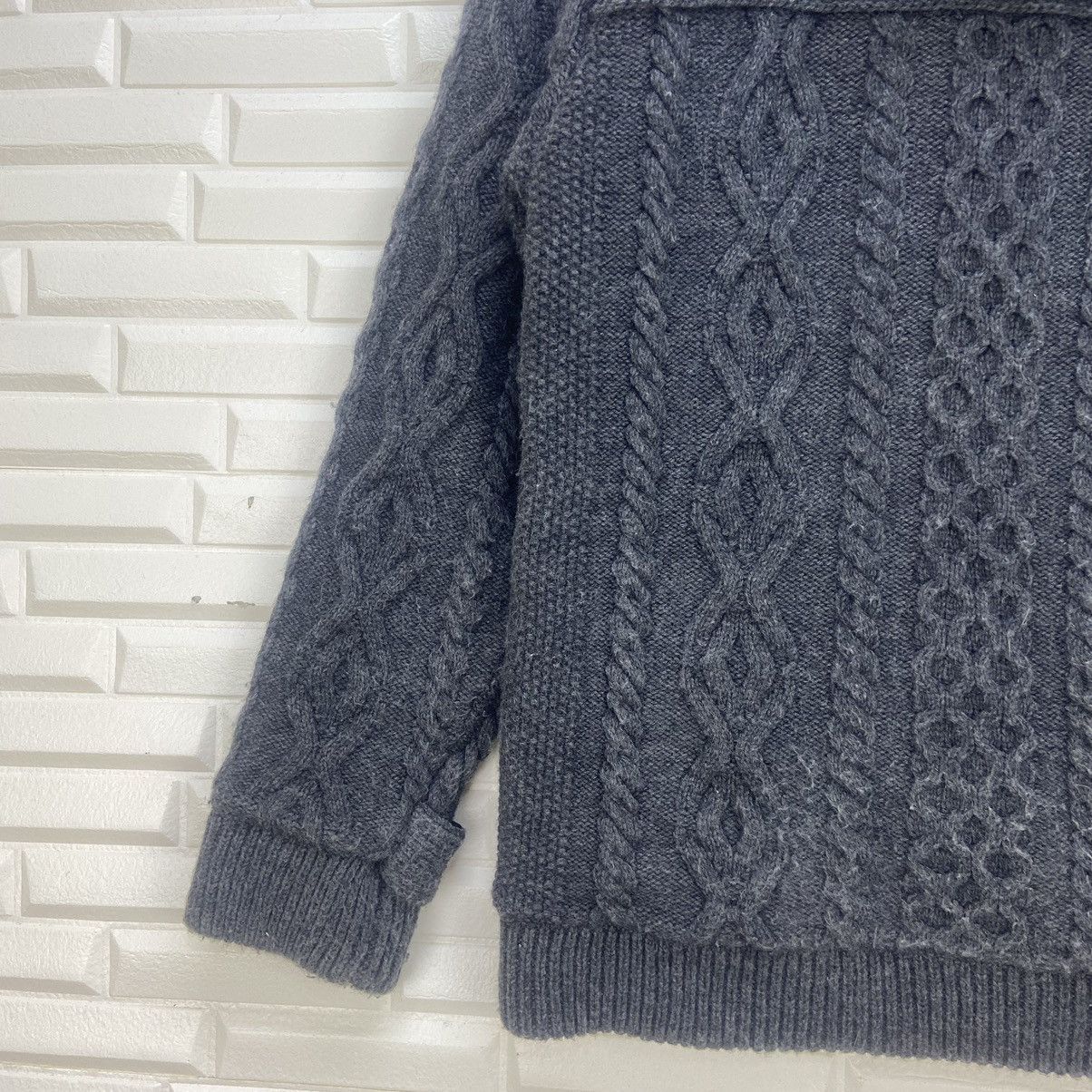 Japanese Brand Green Label Relaxing United Arrows Cable Knit Duffle Coat Size US S / EU 44-46 / 1 - 10 Thumbnail