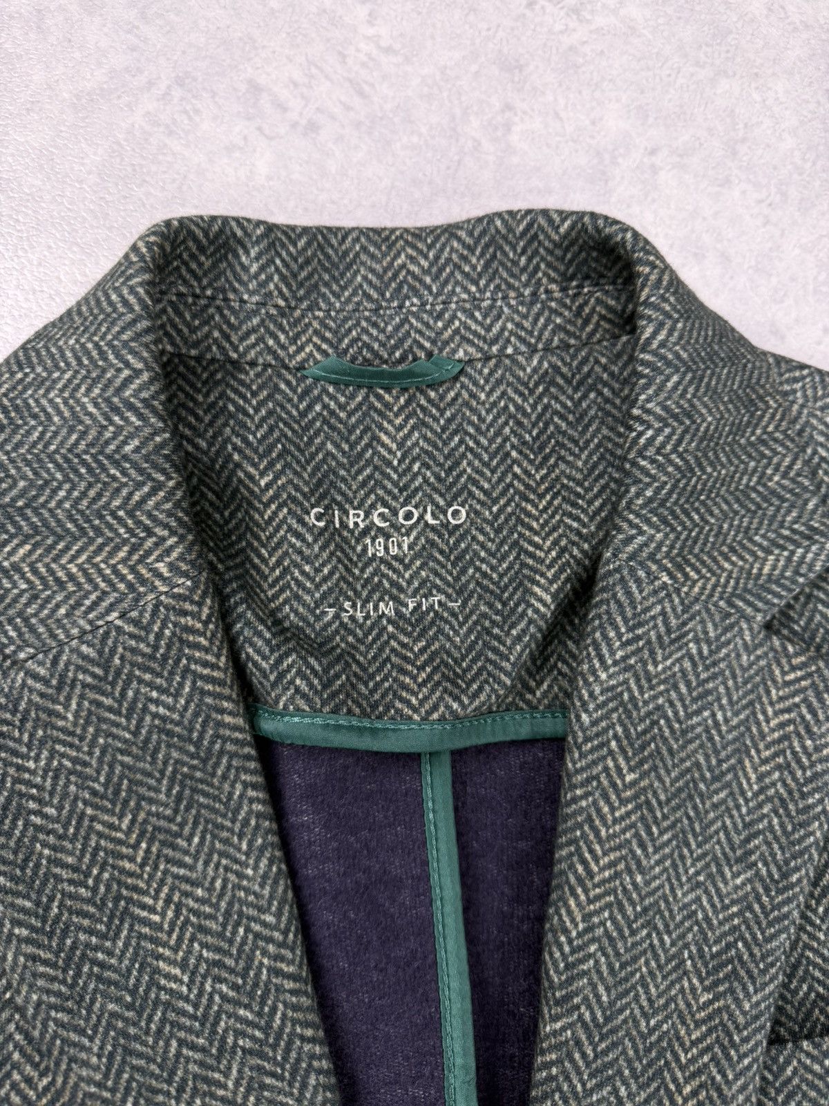 Circolo 1901 Circolo 1901 Womens Jersey Blazer Green Herringbone Size 46 Size L / US 10 / IT 46 - 7 Thumbnail