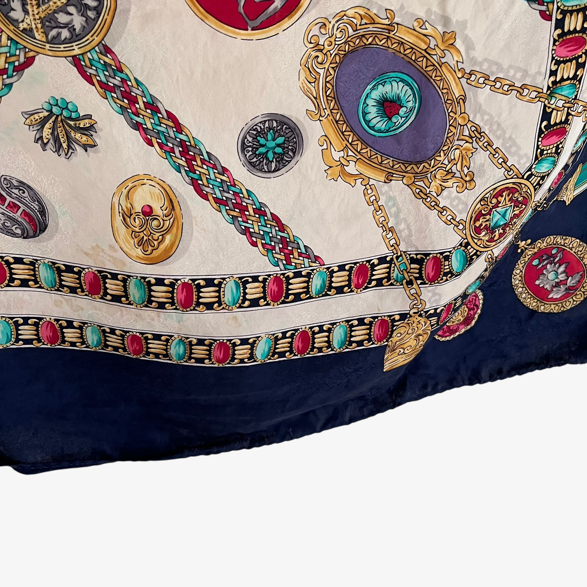 Pierre Cardin Vintage 90s Pierre Cardin Jewelled Print Silk Scarf Size ONE SIZE - 8 Thumbnail