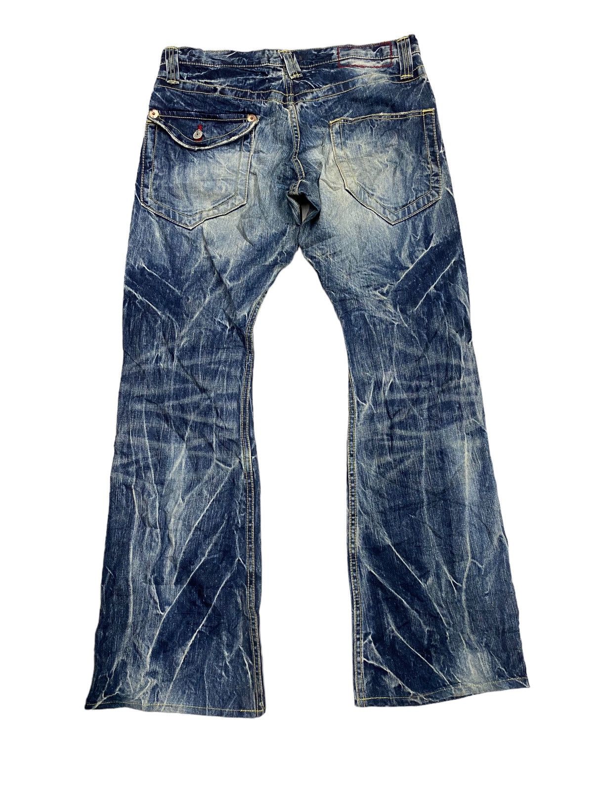 Japanese Brand Blue Way Made In Nippon Flare Denim Faded Pant Size US 32 / EU 48 - 2 Thumbnail