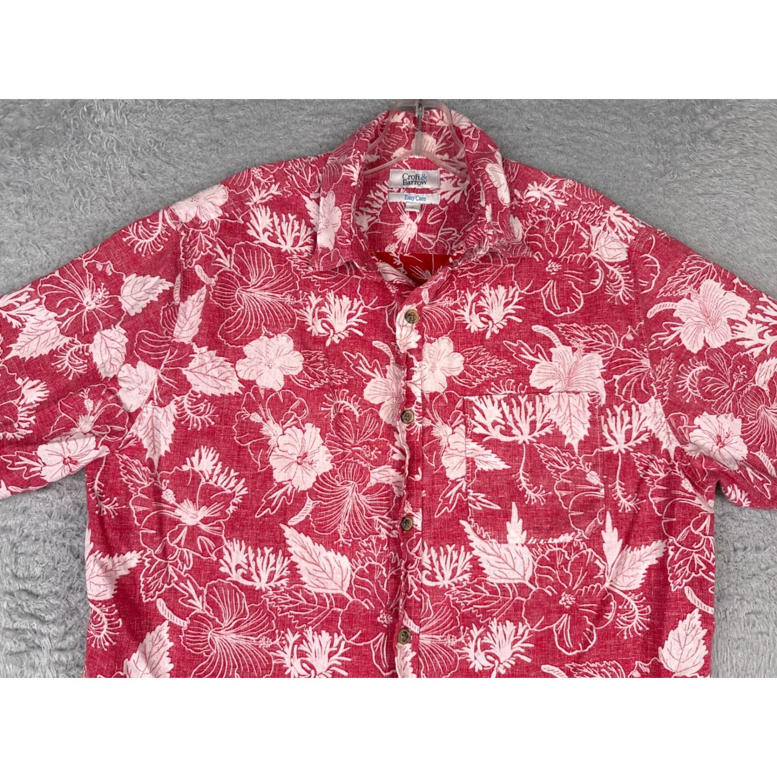 Croft & Barrow Croft & Barrow Shirt Men M Red Floral Button Linen Cotton Hawaiian Aloha Beach Vacation Casual Shirt Size US M / EU 48-50 / 2 - 4 Thumbnail