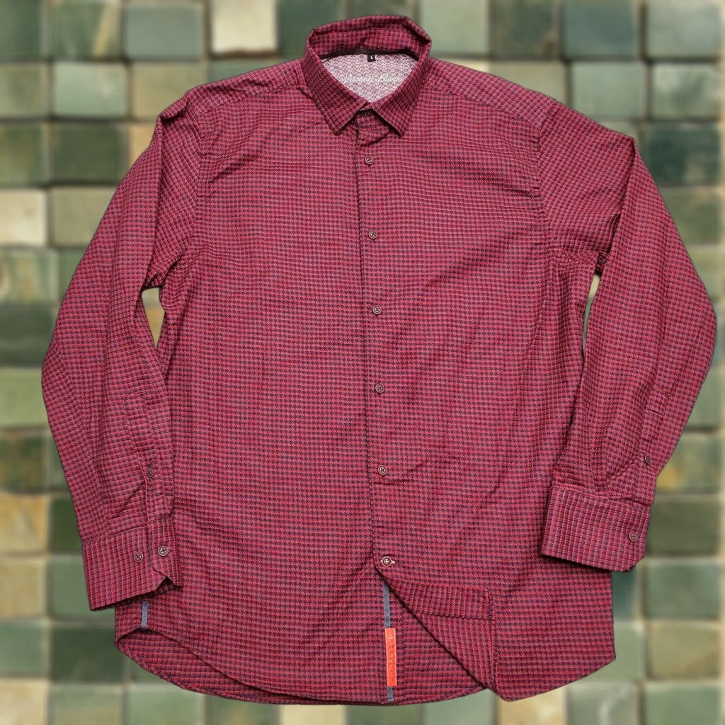 Vintage VINTAGE Visconti Black Shirt Mens Large Red Herringbone Long Sleeve 100% Cotton Casual Size US L / EU 52-54 / 3 - 1 Thumbnail