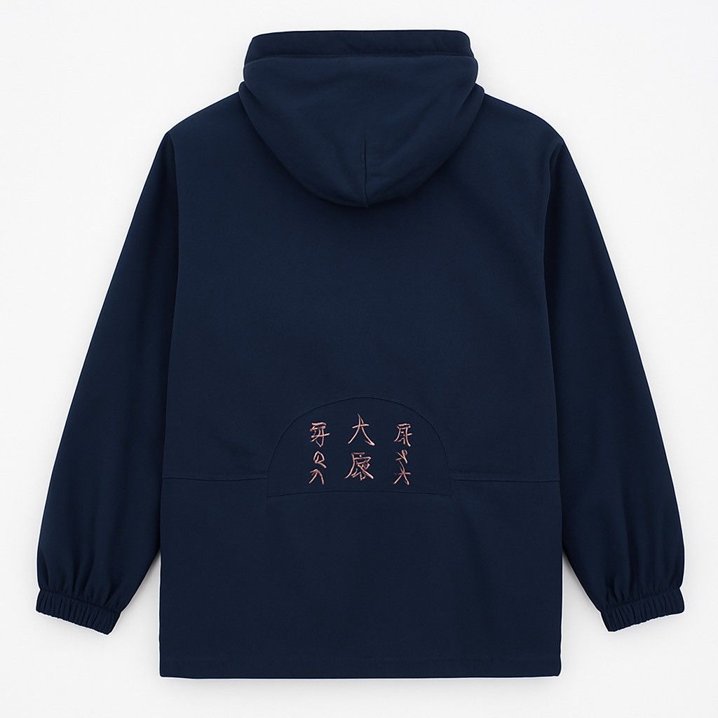 Japanese Brand Vintage Navy Blue Embroidered Hooded Jacket by Jinlong Size XL / US 12-14 / IT 48-50 - 2 Thumbnail