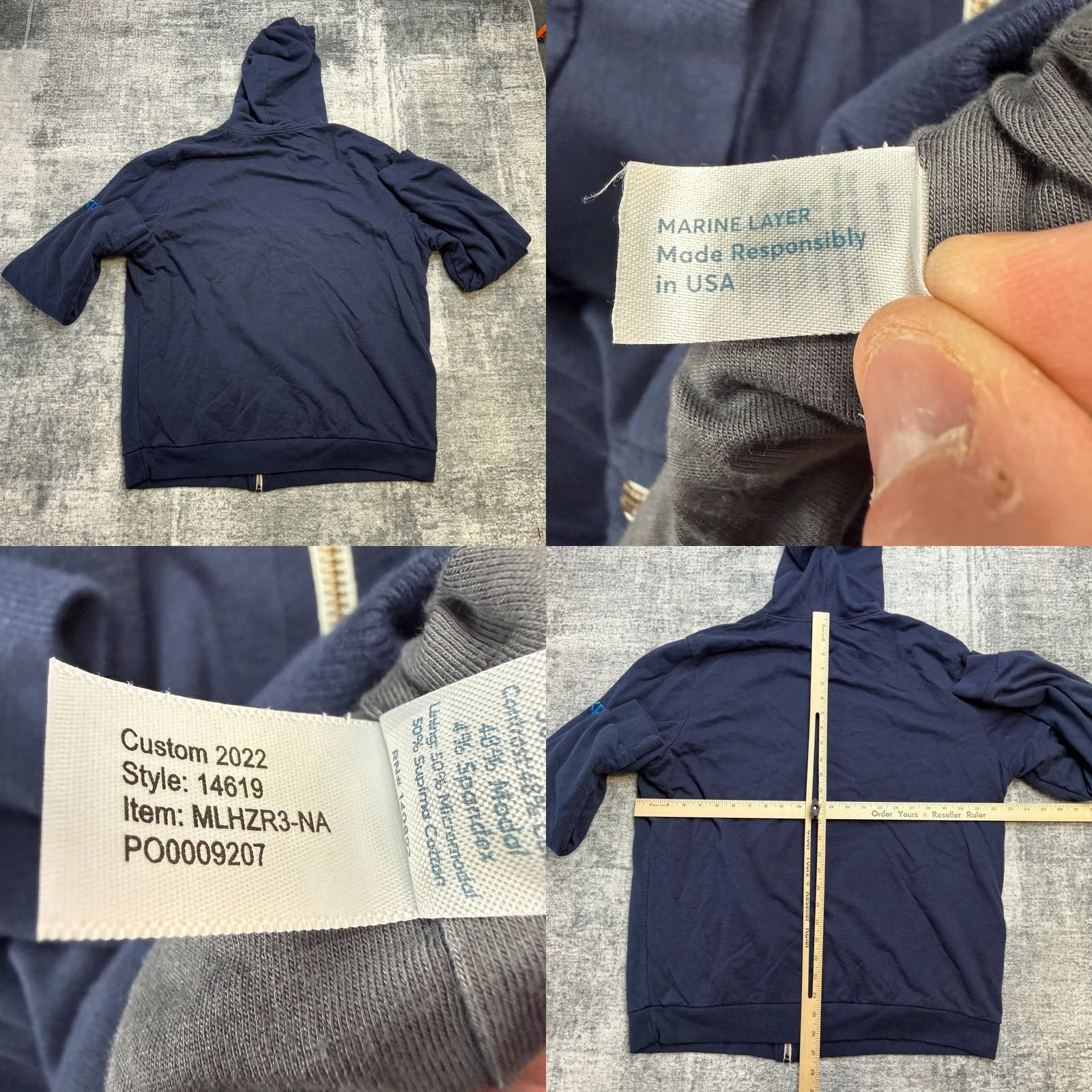 Marine Layer Marine Layer Hoodie Men XL Navy Blue Full Zip Lined Afternoon Stretch Sweatshirt Size US XL / EU 56 / 4 - 8 Thumbnail