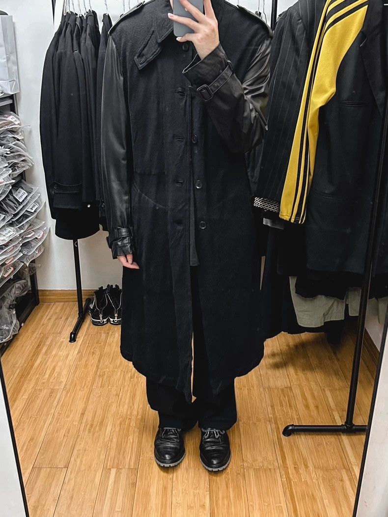 Yohji Yamamoto Yohji Yamamoto Yohji Yamamoto Leather Sleeve Long Coat Size US M / EU 48-50 / 2 - 5 Thumbnail