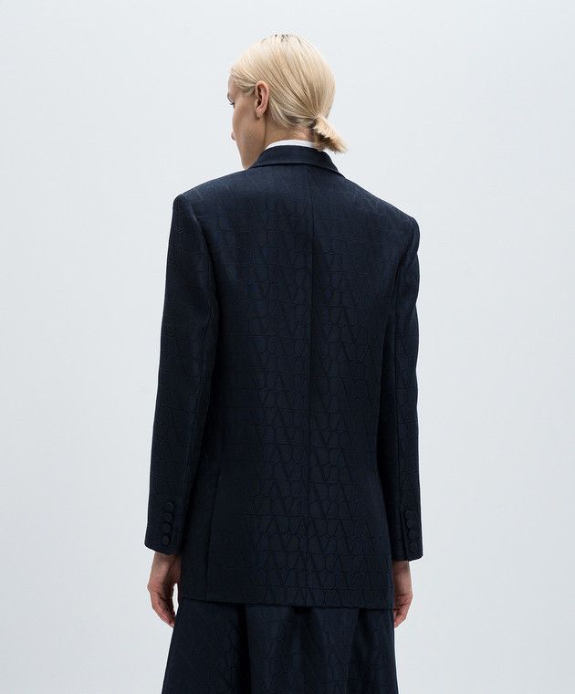 Valentino o1s22i1n0924 Double-Breasted Toile Icon Jacket in Blue Size M / US 6-8 / IT 42-44 - 4 Thumbnail