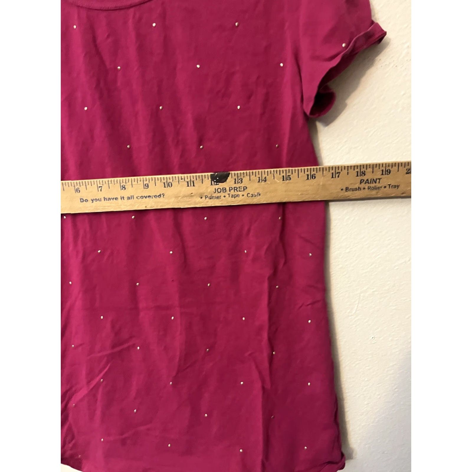 Gap GAP Womens T Shirt Magenta Size Large Short Sleeve Round Neck Casual Studs Jersey Modal Polyester V-Neck Relaxed Regular Clothing, Foundation? Size L / US 10 / IT 46 - 5 Thumbnail
