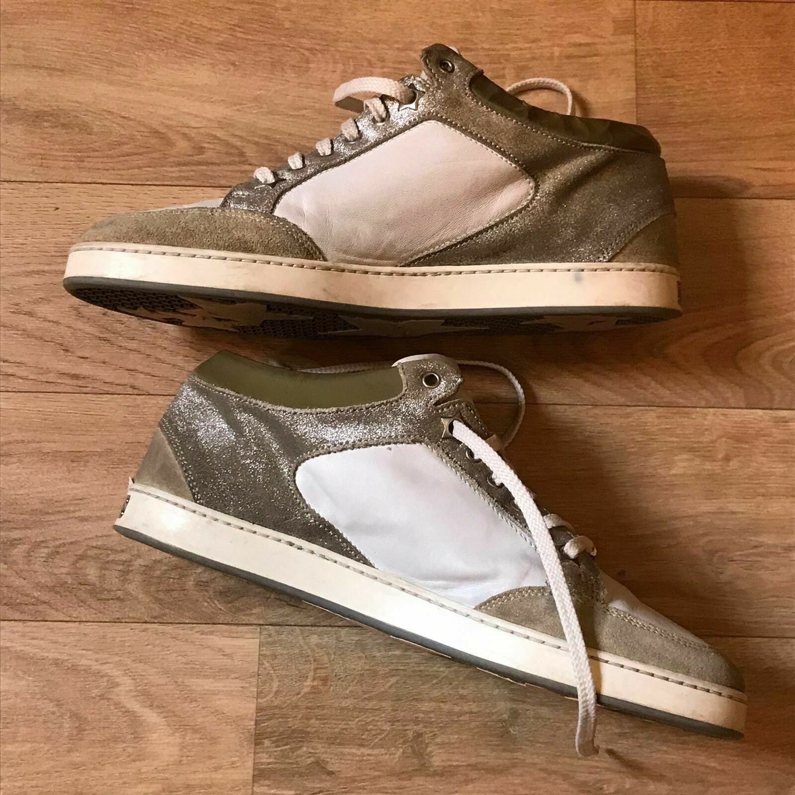 Jimmy Choo JIMMY CHOO Miami Sneaker SHOES WOMENS WHITE GREEN Leather Size US 7.5 / IT 37.5 - 1 Thumbnail