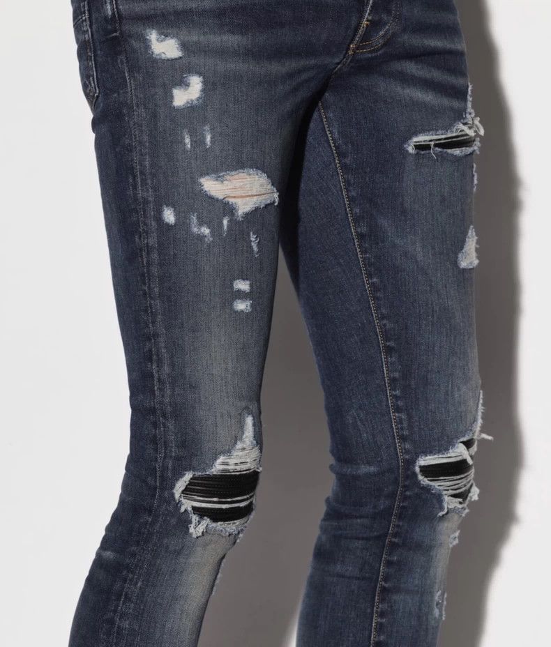 Amiri Amiri mx1 patched distressed blue denim Size US 31 - 8 Thumbnail