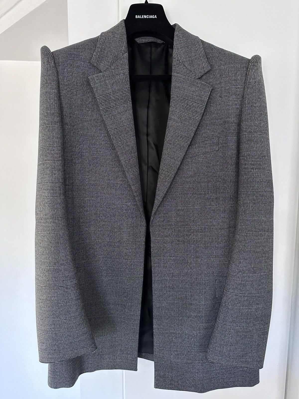 Balenciaga Balenciaga Suspended Shoulder Glen Plaid Jacket Size 44R - 1 Thumbnail