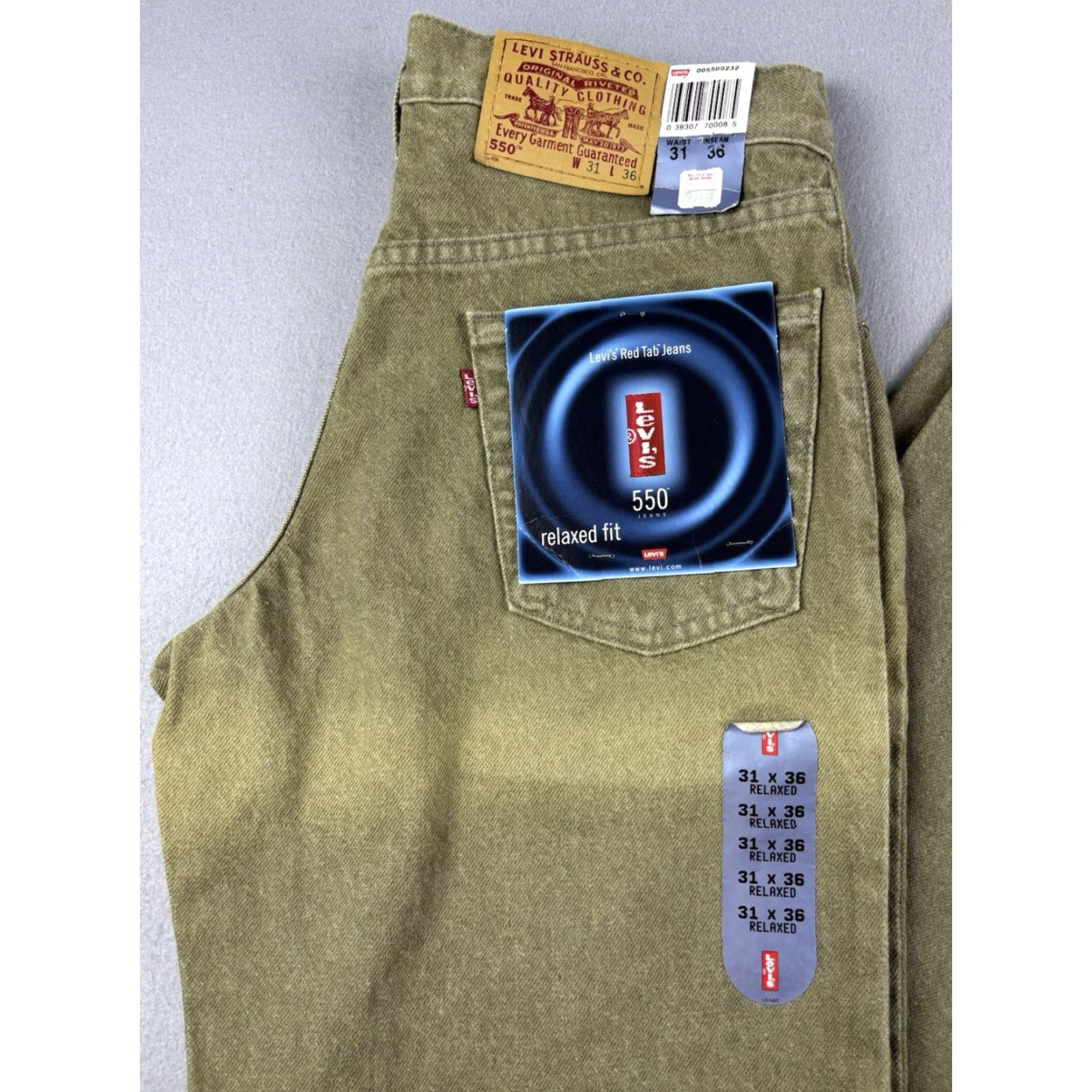 Levi's VINTAGE Levi’s 550 Jeans Men 31x36 Green Relaxed Fit 90s Size US 31 - 2 Thumbnail