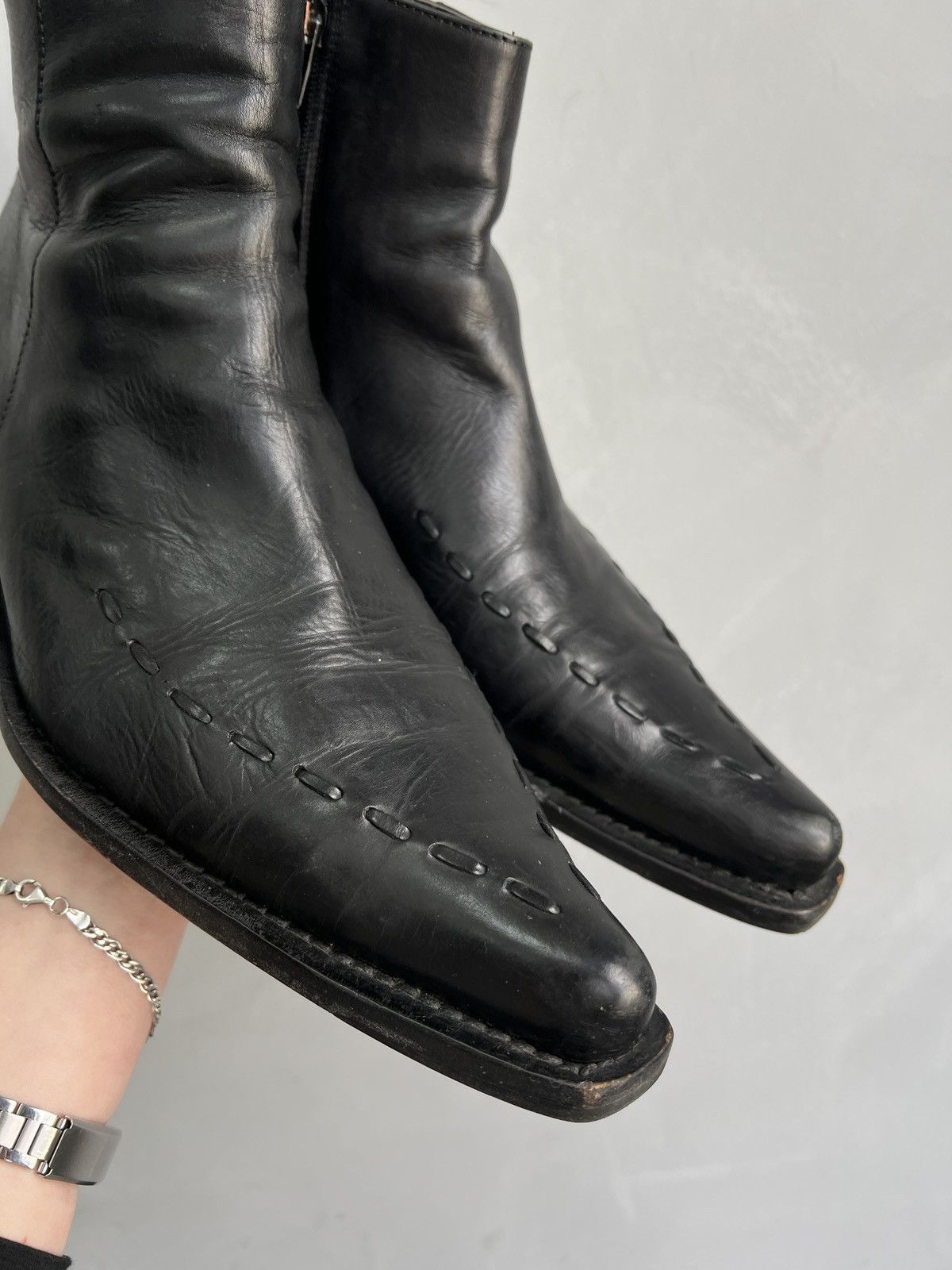 Western Rise Avant garde black opium leather hedi slimane style boots Size US 8.5 / EU 41-42 - 4 Thumbnail