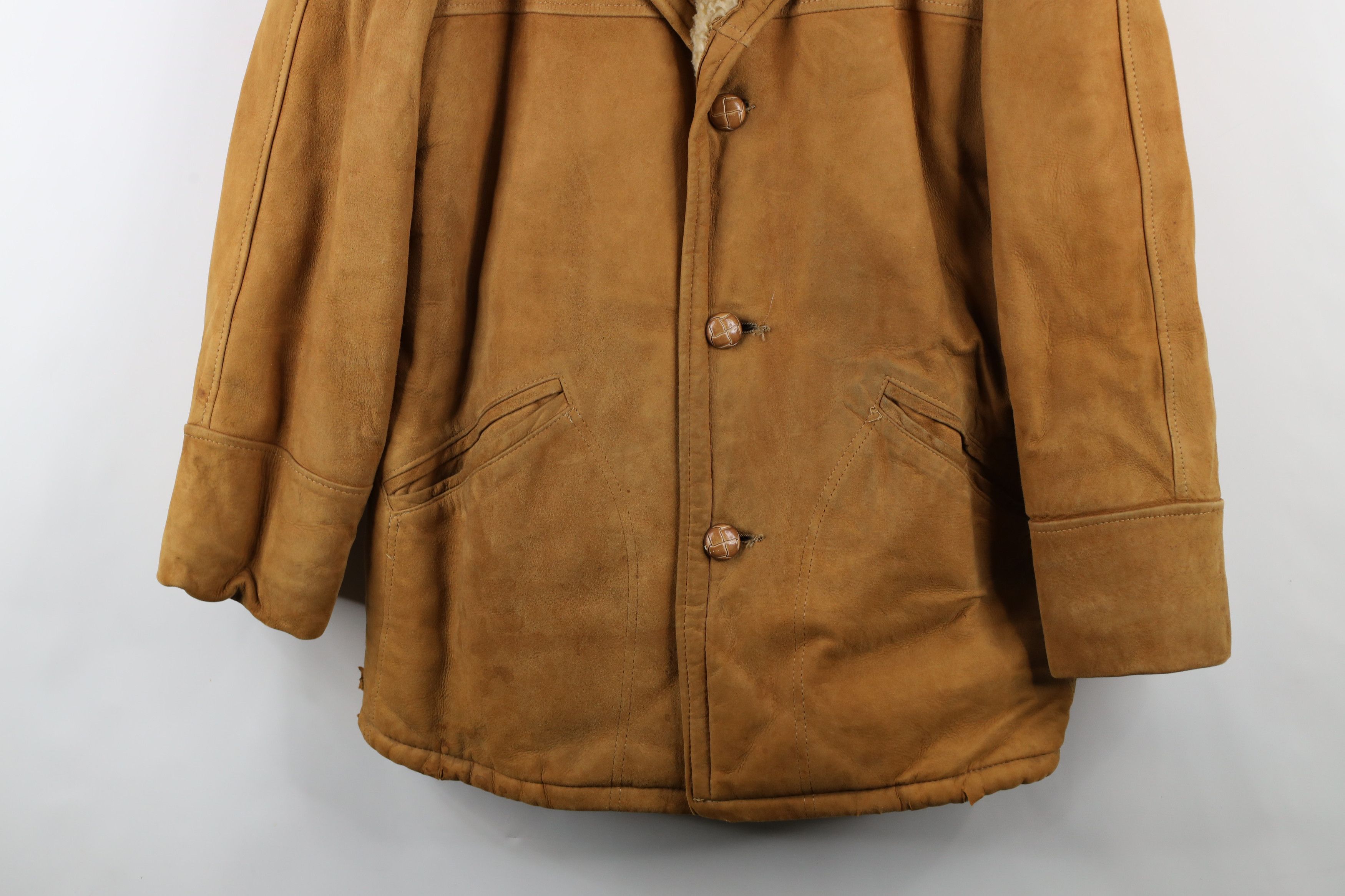 Vintage Vintage 60s Streetwear Leather Shearling Marlboro Man Jacket Size US L / EU 52-54 / 3 - 3 Thumbnail