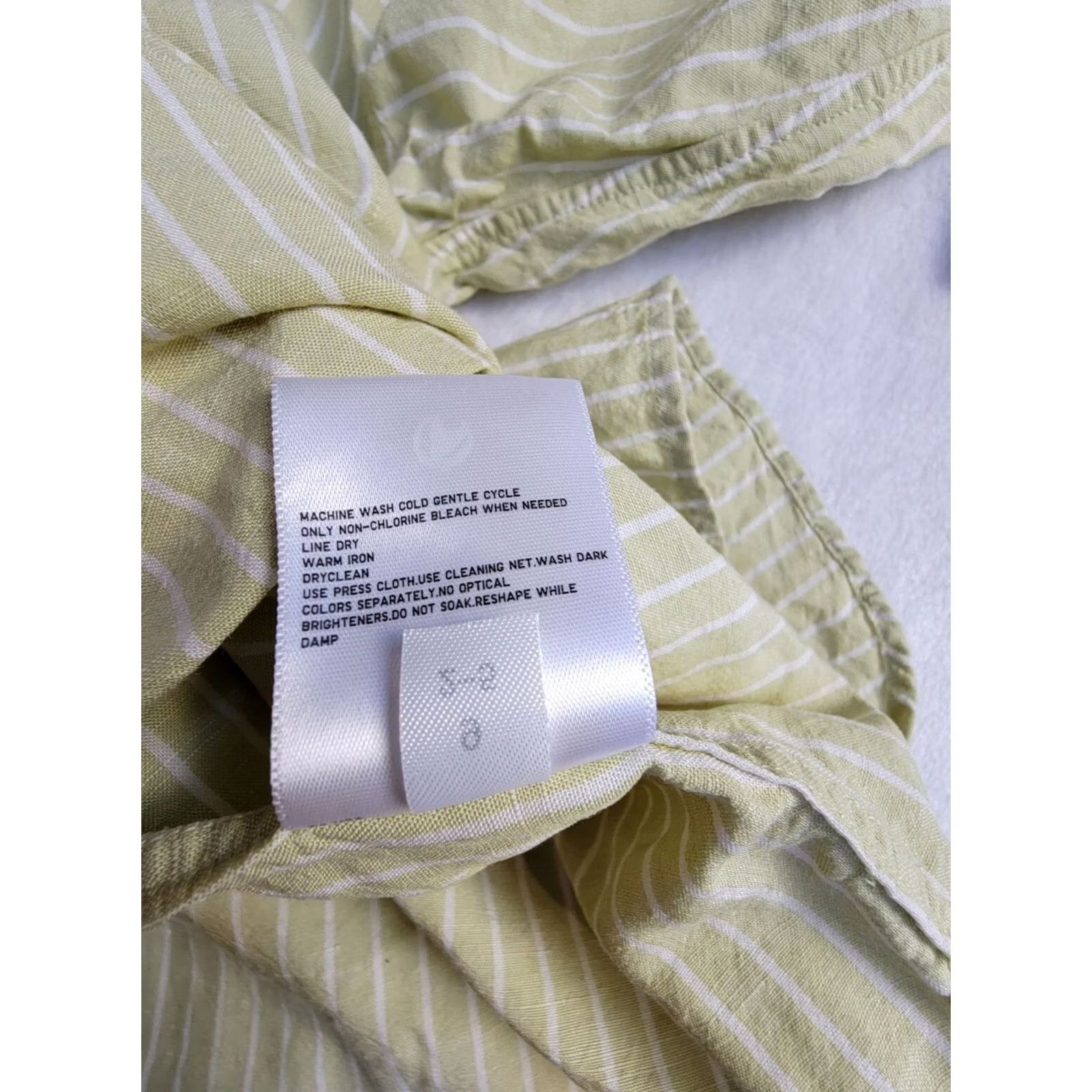 Uniqlo Uniqlo Womens Green White Striped Linen Blend Band Collar 3/4 Sleeve Shirt Large - Vintage - - Size L / US 10 / IT 46 - 5 Thumbnail