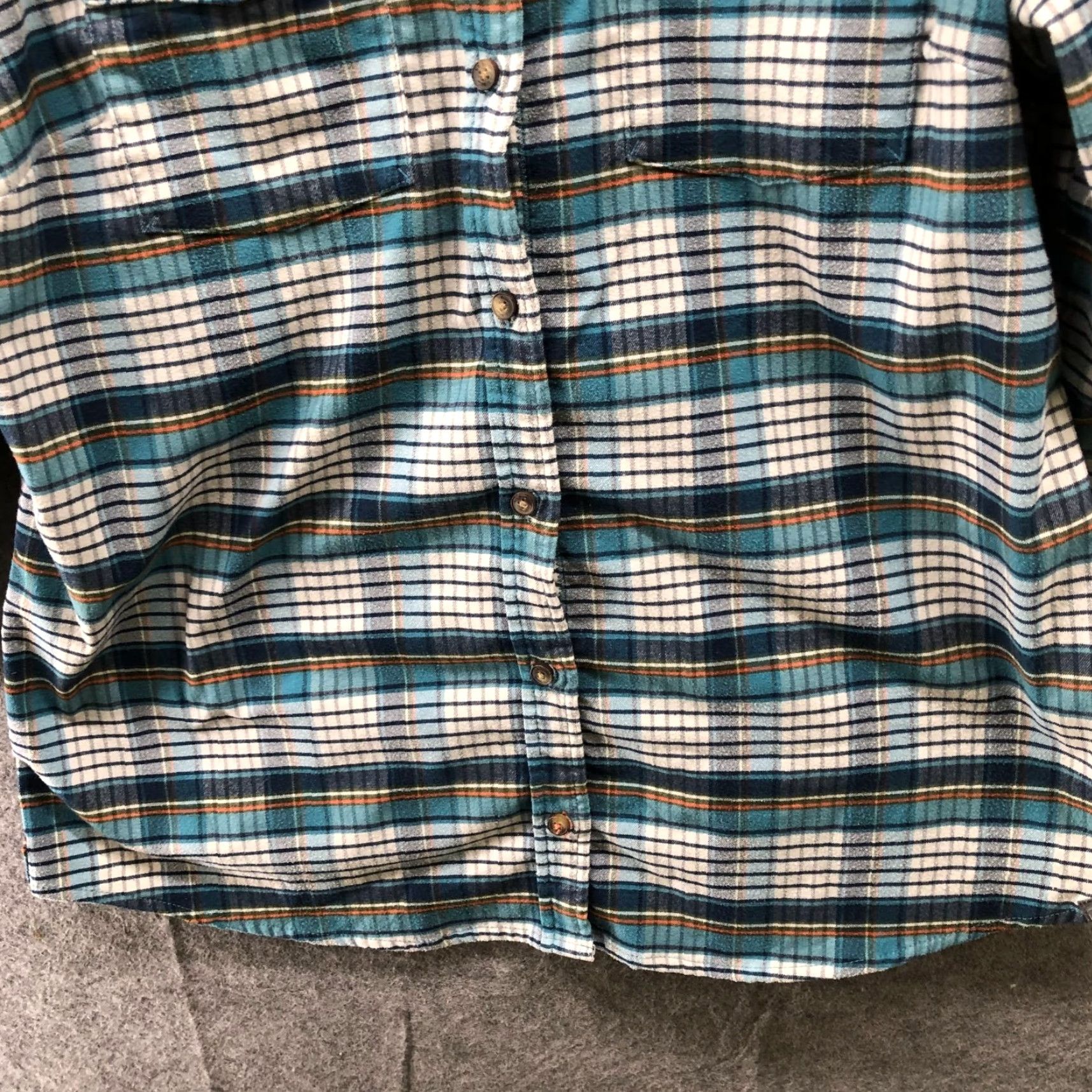 Vintage L.L. Bean Flannel Shirt Womens XL Blue White Plaid Teal Long Sleeve Size XL / US 12-14 / IT 48-50 - 4 Thumbnail