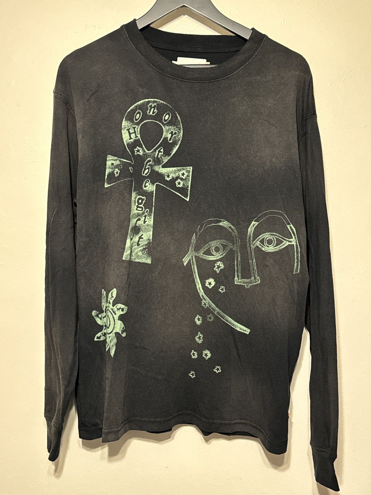 image of Honor The Gift Sun Faded Black Long Sleeve T Shirt Size M, Men's