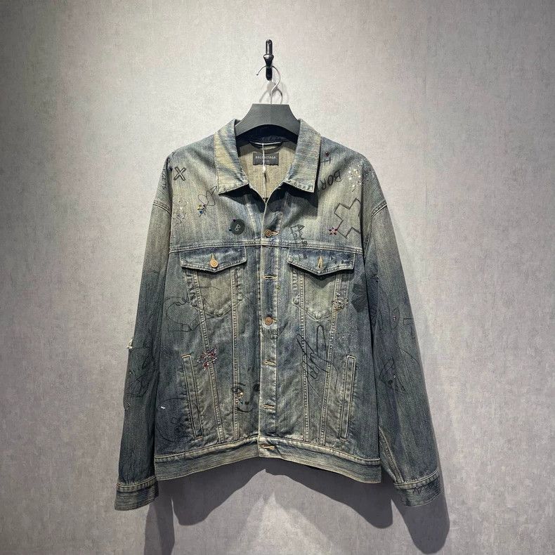 Balenciaga Balenciaga Washed Graffiti Denim Jacket - dmc Size US S / EU 44-46 / 1 - 1 Thumbnail