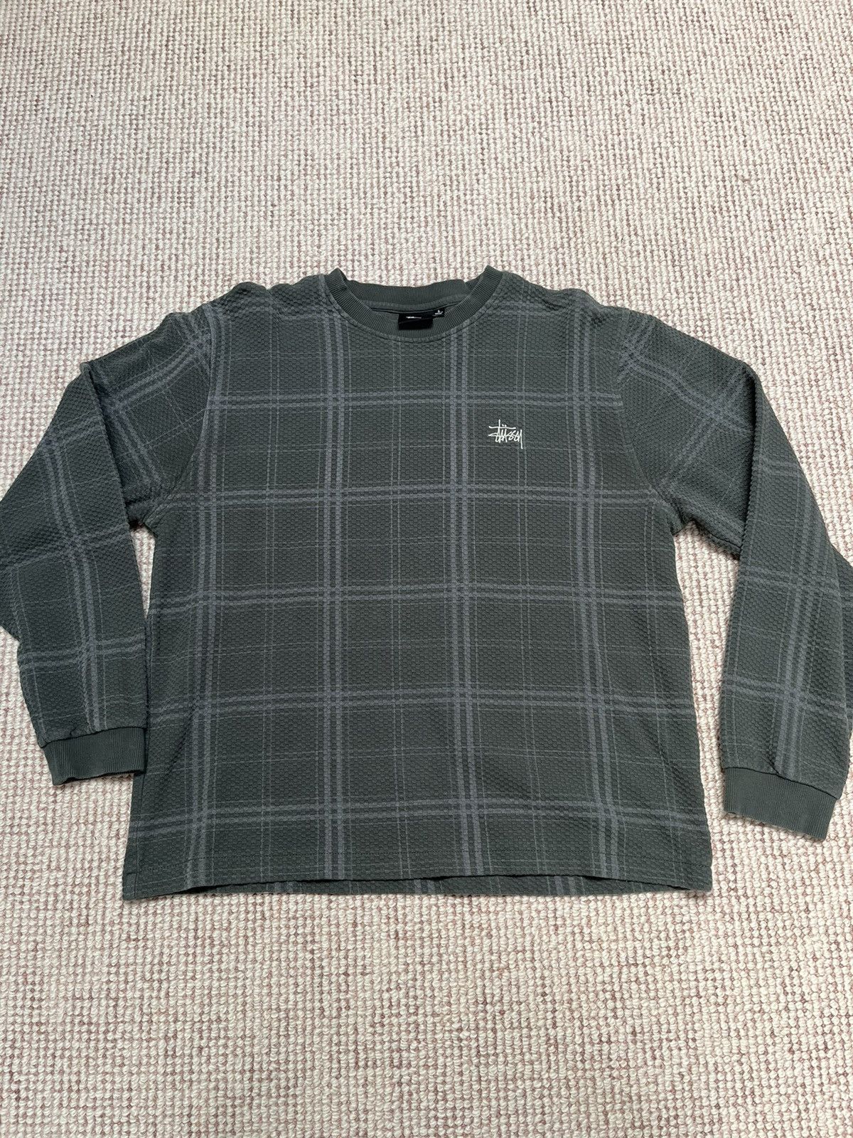 Stussy Stussy Discharged Plaid Waffle Crew size L | Grailed