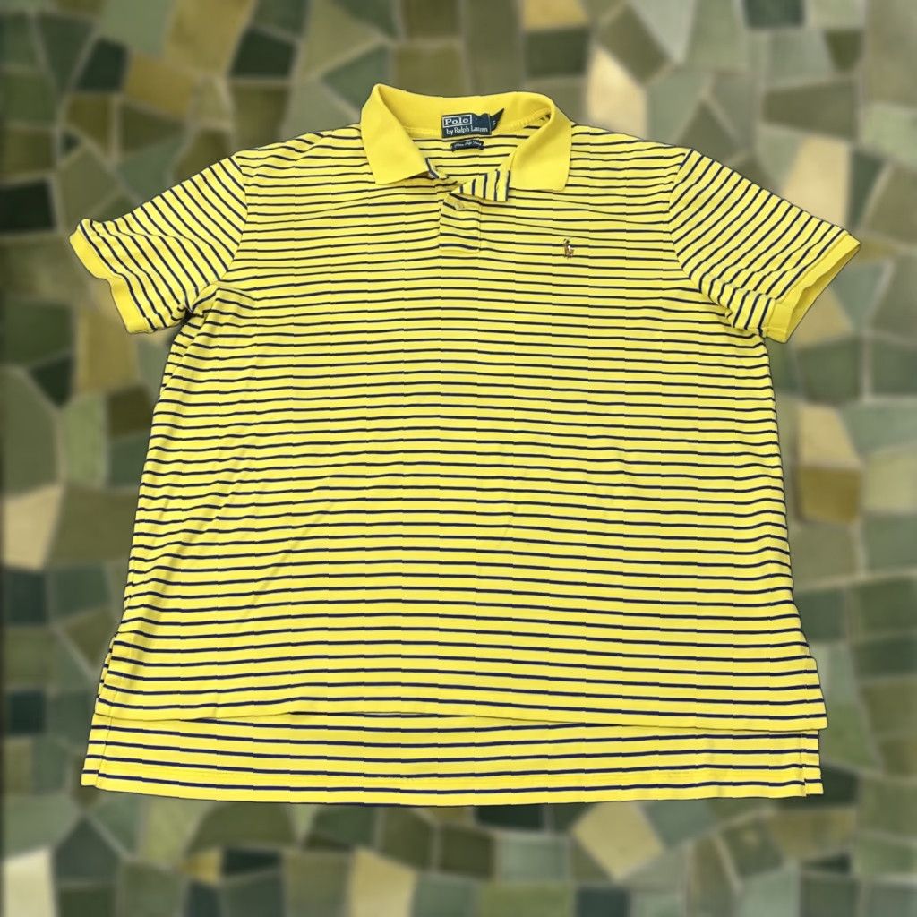 Polo Ralph Lauren Polo Ralph Lauren Yellow Blue Striped Polo Shirt Men's XL Pima Soft Touch Classic Size US XL / EU 56 / 4 - 1 Thumbnail