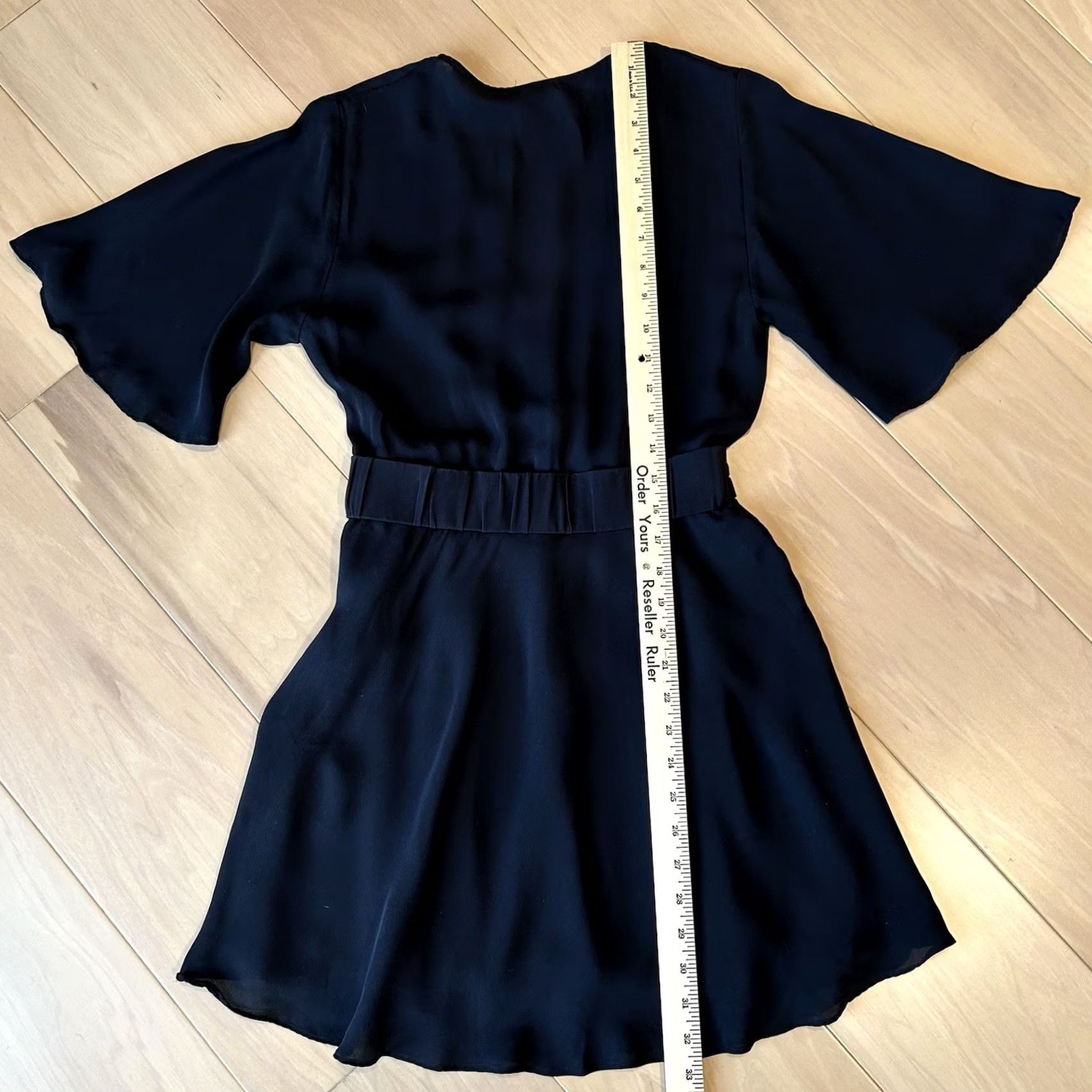 Vintage A.L.C. Ava Mini Dress Black Silk V-Neck Short Flutter Sleeve Pullover Logo 4 Womens Dress Modern Bohemian Party Wedding Size S / US 4 / IT 40 - 6 Thumbnail