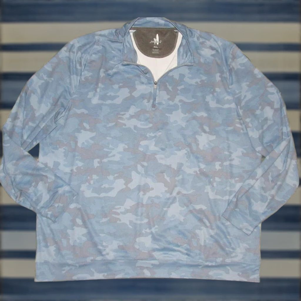 johnnie-O JOHNNIE O Blue Camo Quarter Zip Performance Sweater XXL Men Pullover XXL Blue 92% Polyester 8% Spandex 90s Event Decade Mens Size US XXL / EU 58 / 5 - 1 Thumbnail