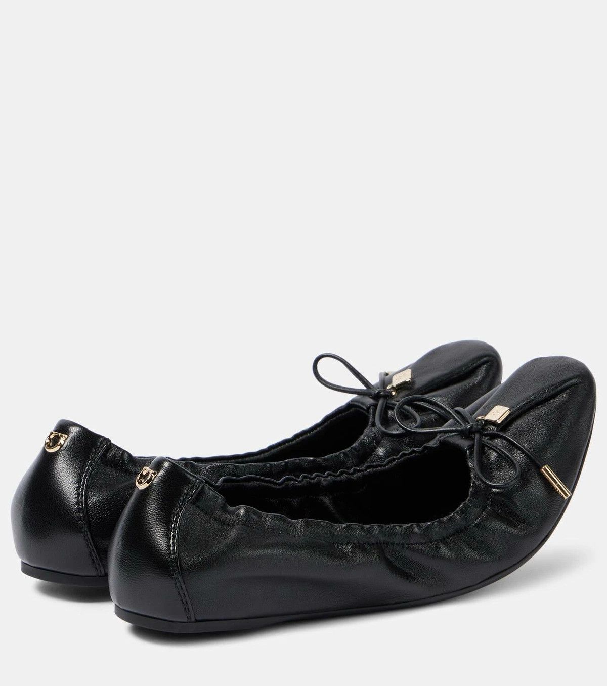 Salvatore Ferragamo o1s1rm0526 Joelle Leather Ballet Flats in Black Size US 7 / IT 37 - 3 Thumbnail