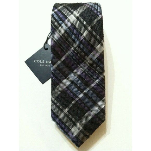 Cole Haan COLE HAAN MENS NEW CHARCOAL 100%SILK PLAID TIE WIDTH: 2 7/8" Size ONE SIZE - 1 Thumbnail