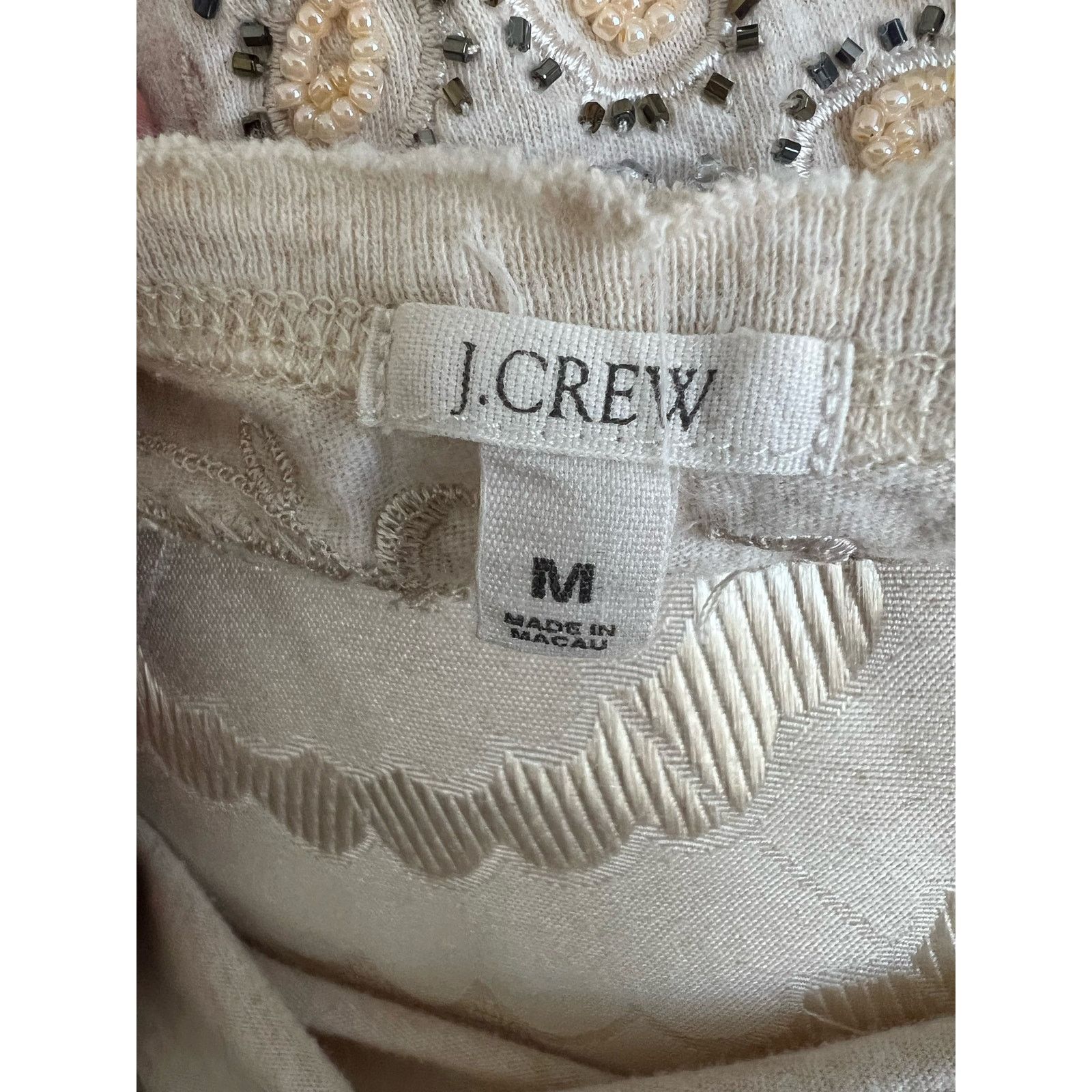 J.Crew J Crew Short Sleeve Cream V-Neck Top Medium Size M / US 6-8 / IT 42-44 - 5 Thumbnail