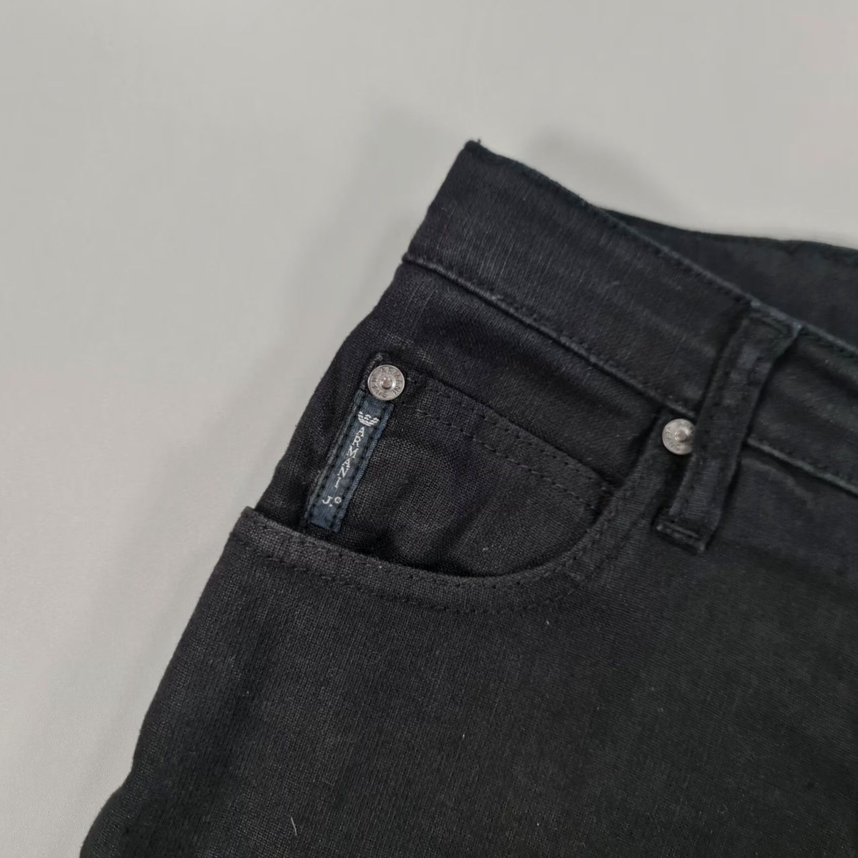 Vintage Armani Jeans Womens Trousers Black W31 L28 Linen Pants Comfort Fit Straight Leg Size 24" / US 00 / IT 34 - 3 Thumbnail