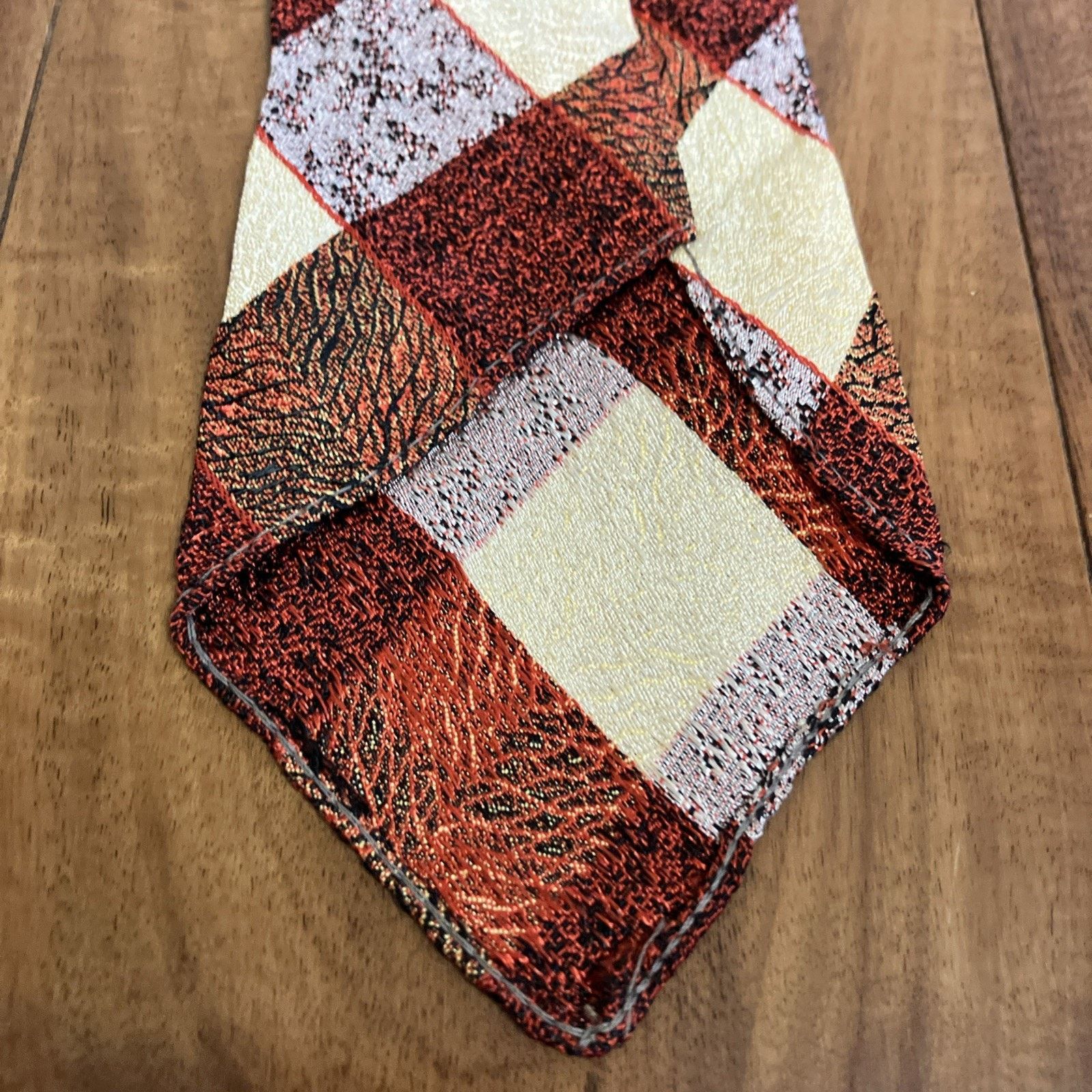 Handmade 1930s Necktie Checkered Swing Tie Art Deco Single Stitch Size ONE SIZE - 6 Thumbnail