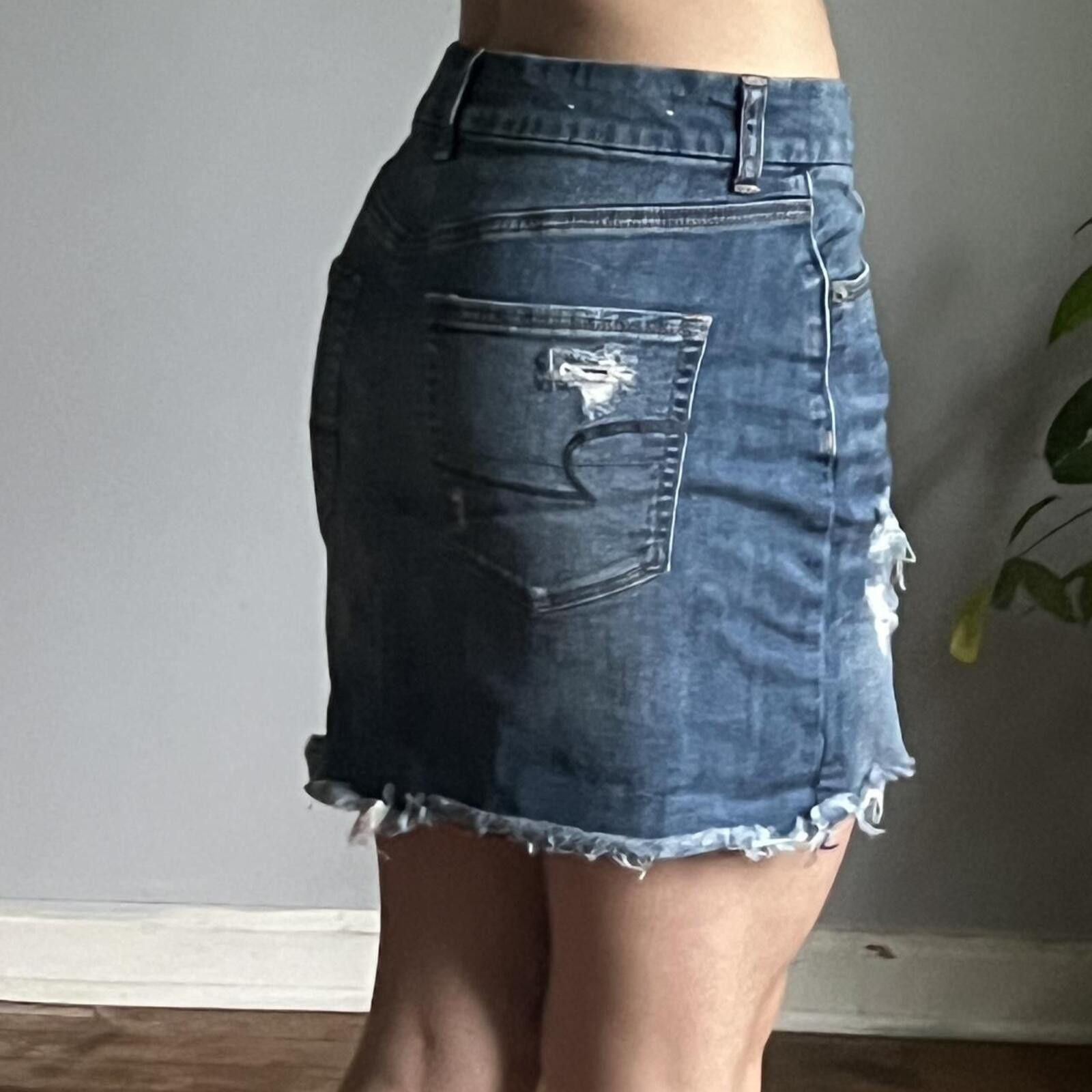American Eagle Outfitters American Eagle Outfitters Jean Skirt Distressed Blue Jean Size 32" / US 10 / IT 46 - 5 Thumbnail