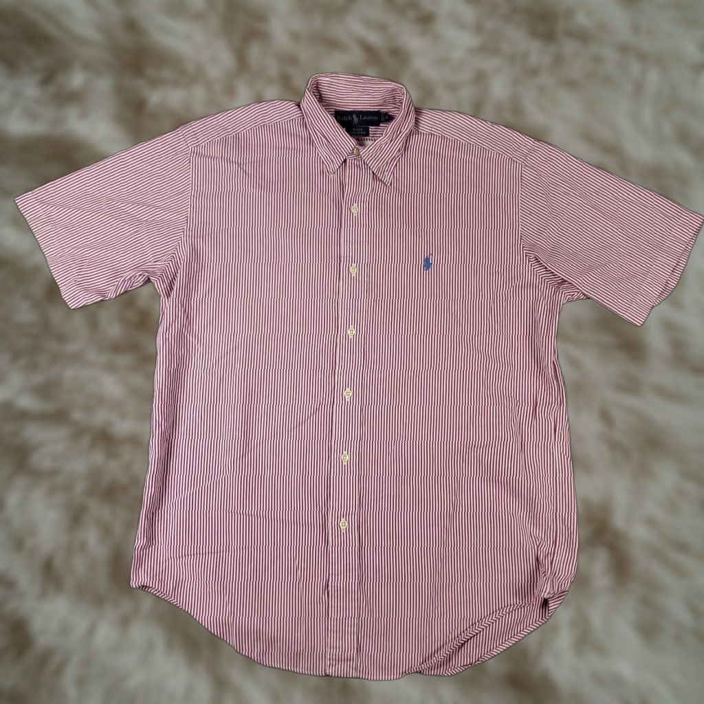Ralph Lauren VINTAGE Ralph Lauren Shirt Mens Medium Purple Striped Button-Up Collared Short Sleeve Classic, Preppy, All Seasons, Logo, Pockets Size US M / EU 48-50 / 2 - 1 Thumbnail