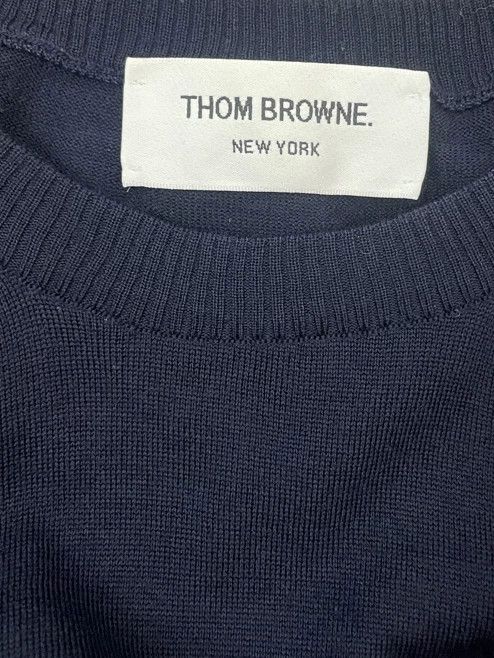 Thom Browne Thom browne Dark blue four-striped round-neck wool sweater Size US L / EU 52-54 / 3 - 5 Thumbnail