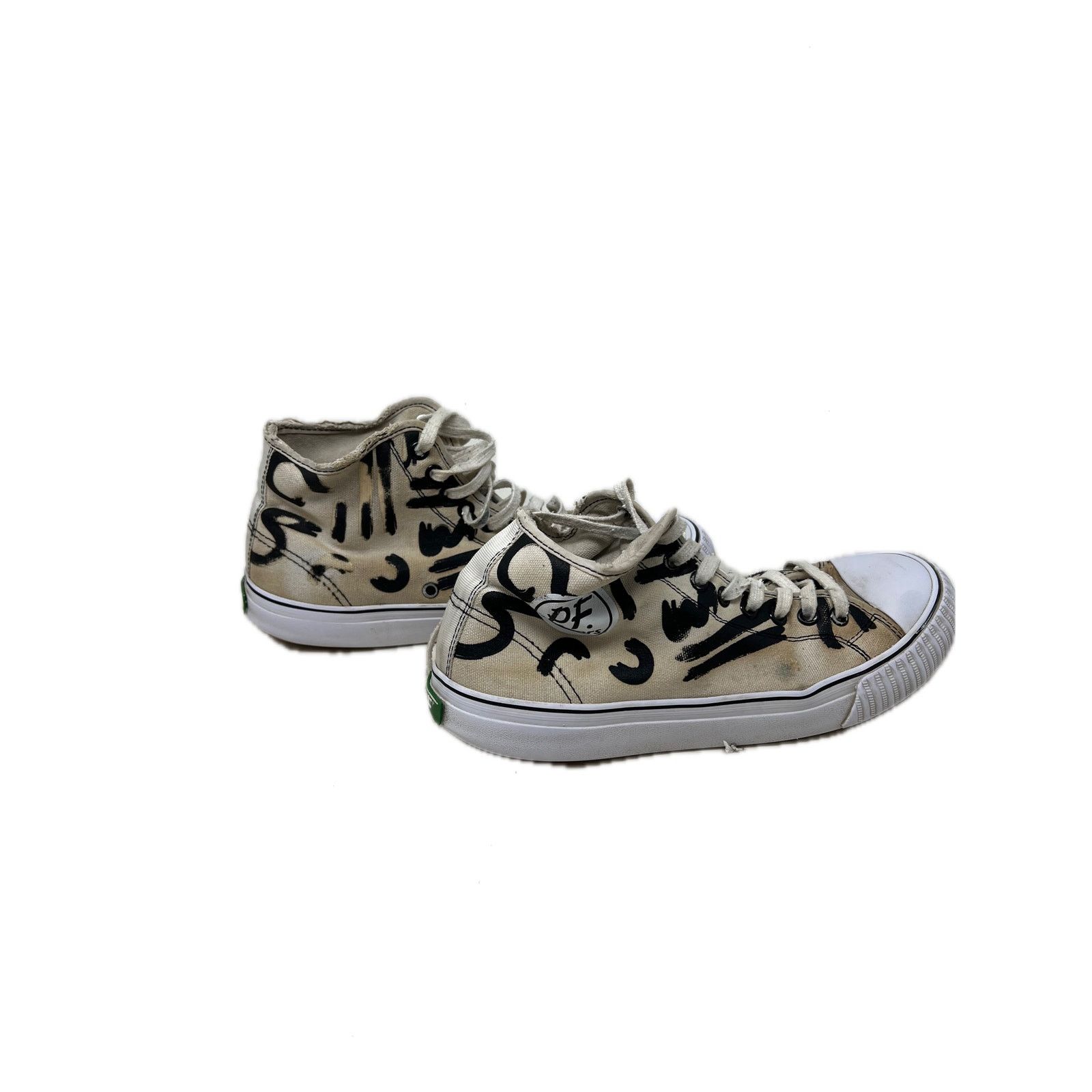 P.F. Flyers PF Flyers White Graffiti High Top Canvas Sneakers Mens 7.5 Size US 7.5 / EU 40-41 - 4 Thumbnail