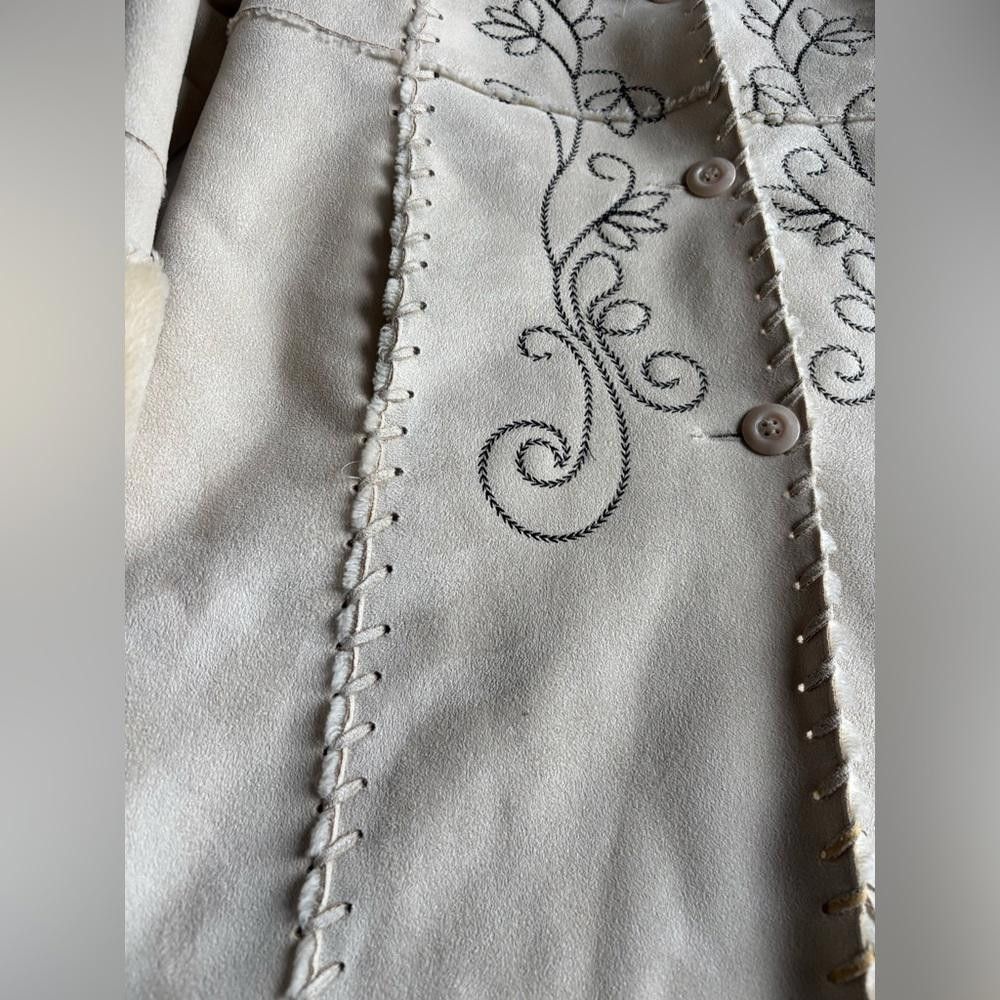 Designer Y2K Afghan Long Faux Suede Embroidered Coat Size S / US 4 / IT 40 - 3 Thumbnail
