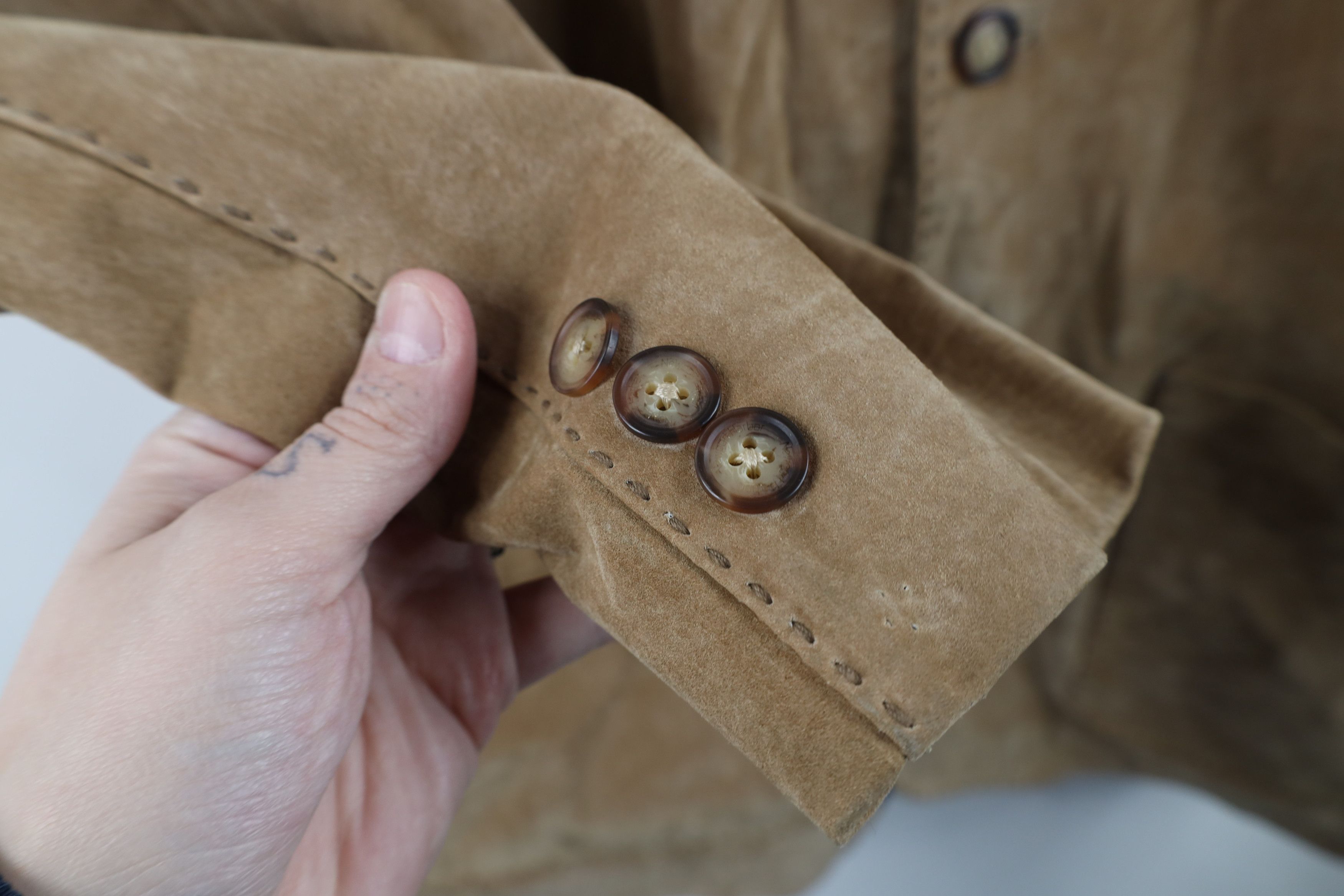 Vintage Vintage 90s Streetwear Suede Leather Blazer Jacket Brown Size US L / EU 52-54 / 3 - 6 Thumbnail