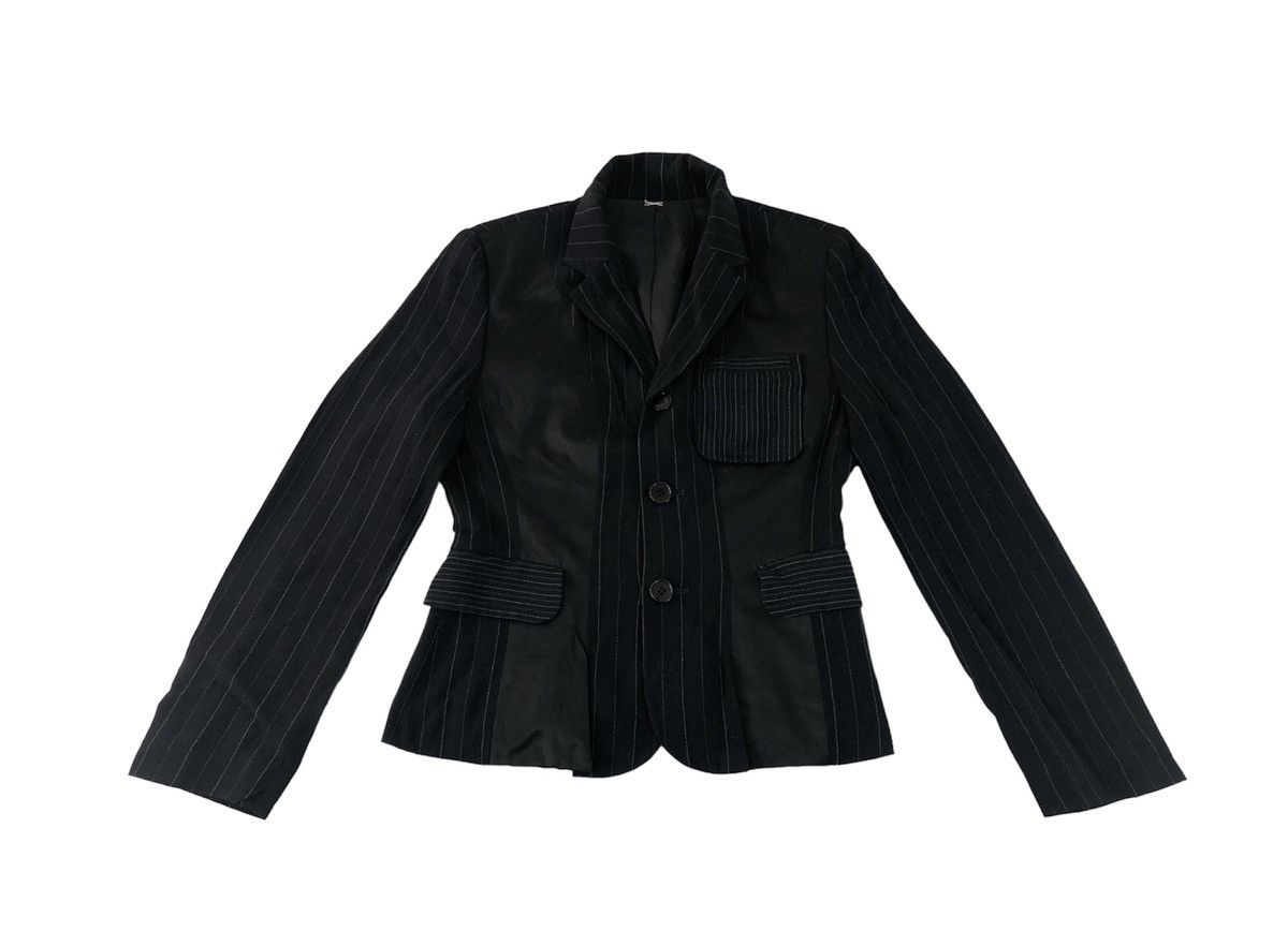 image of Hype I.s Issey Miyake Blazer Coat Horizontal Striped Design in Black, Women's (Size Medium)