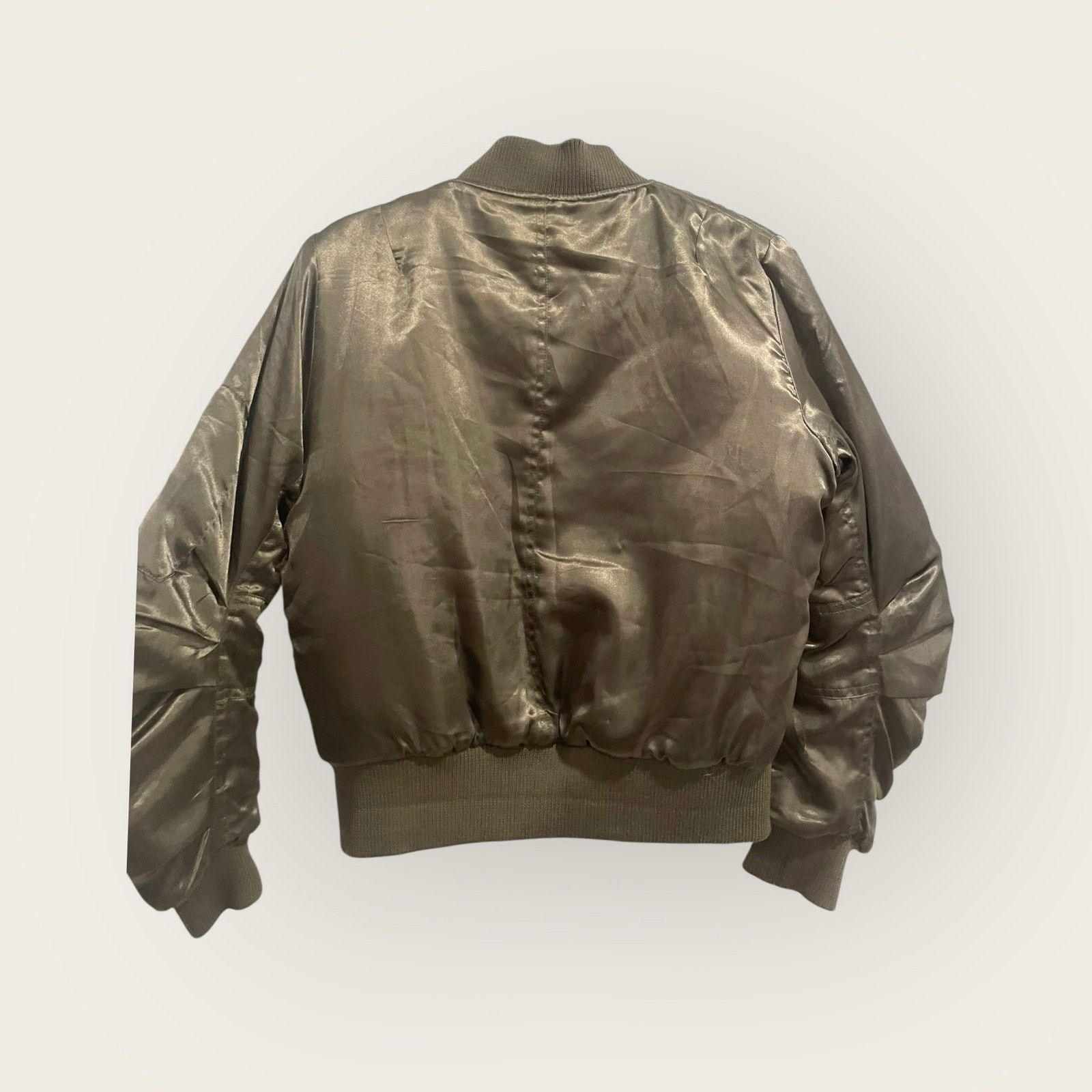 TEATORA Olive Satin Bomber Jacket Tea & Cup - Women's Size S / US 4 / IT 40 - 5 Thumbnail